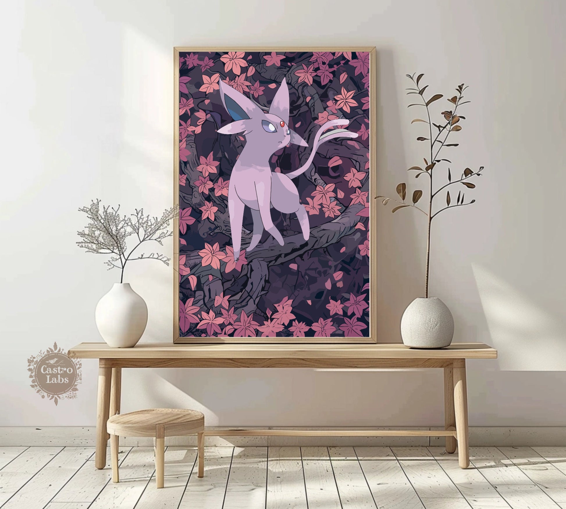 Espeon Poster: Japanese Tapestry Style Pokemon Anime Poster