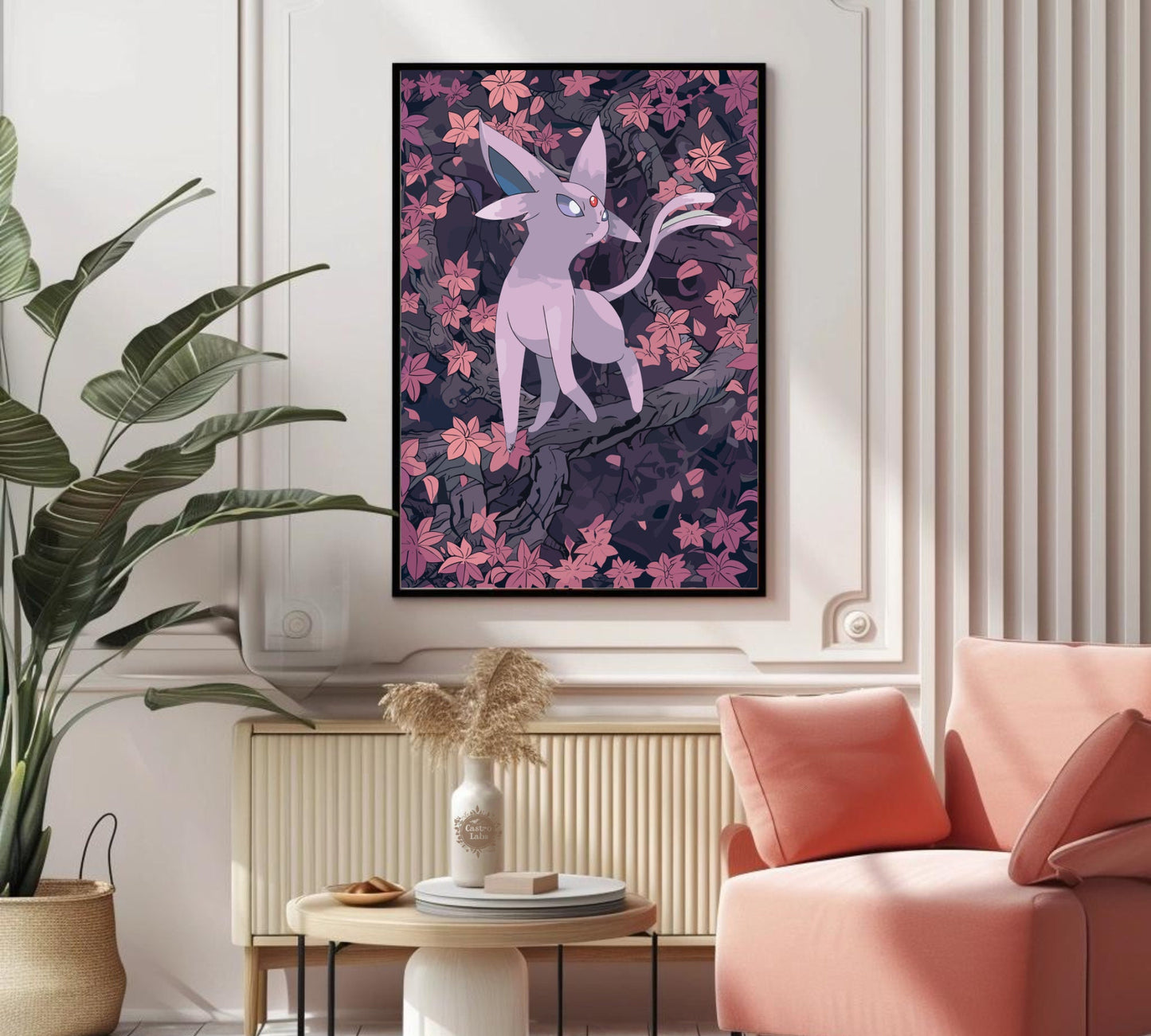 Espeon Poster: Japanese Tapestry Style Pokemon Anime Poster