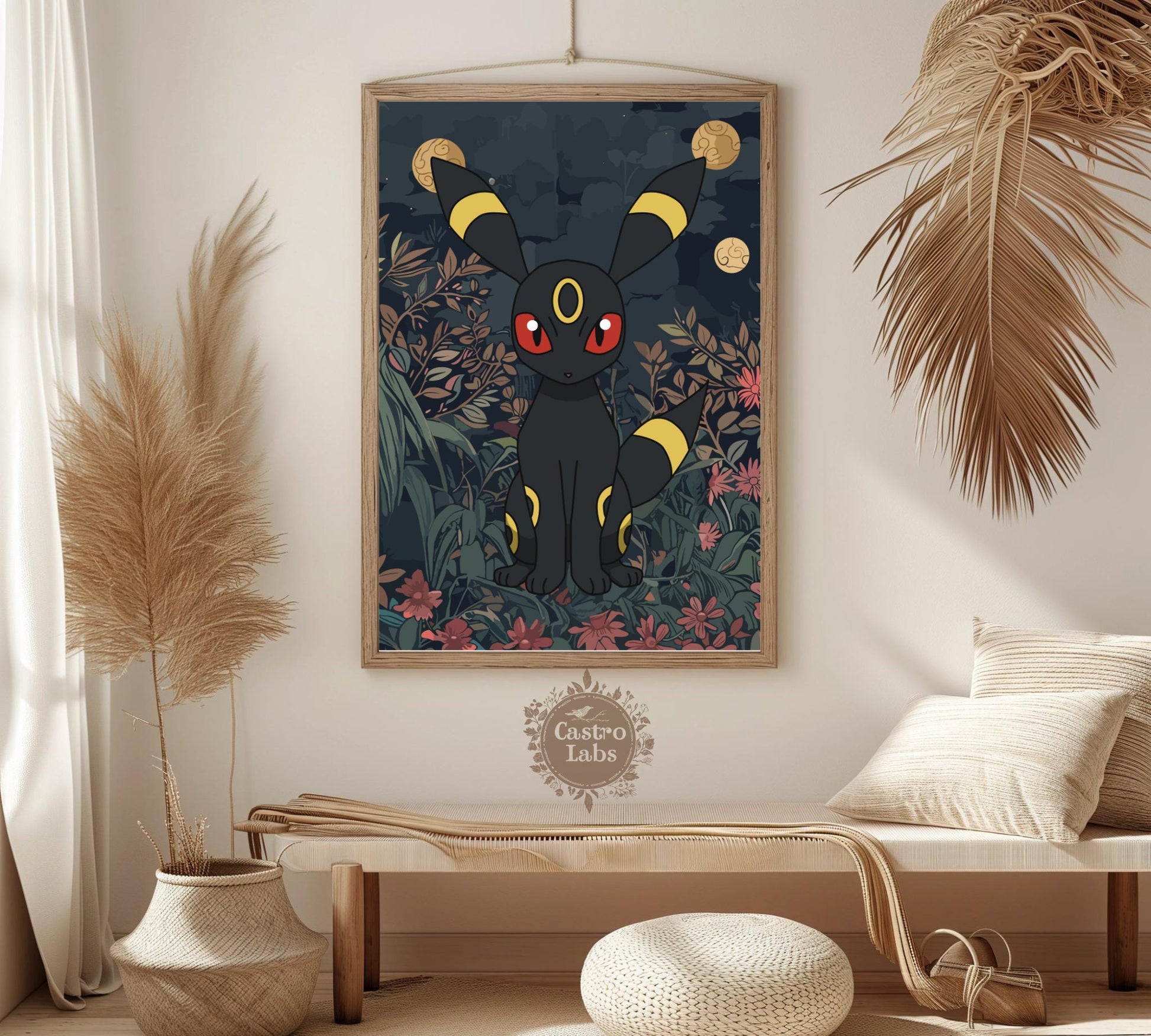 Umbreon Poster: Japanese Tapestry Style Pokemon Anime Poster