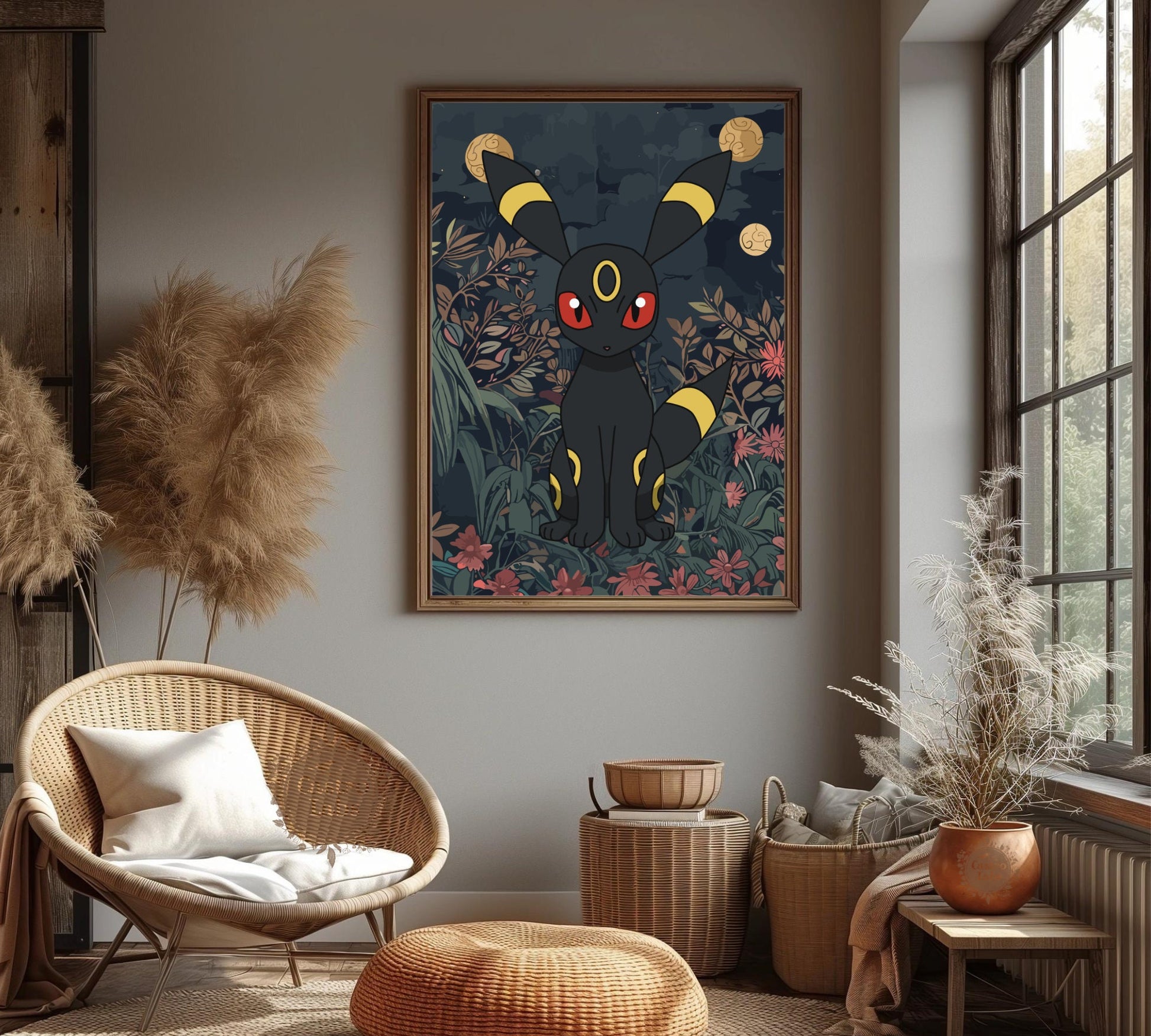 Umbreon Poster: Japanese Tapestry Style Pokemon Anime Poster