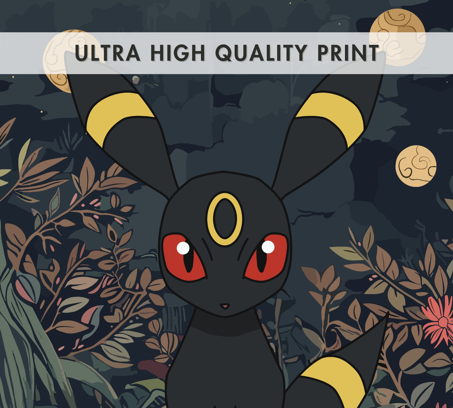 Umbreon Poster: Japanese Tapestry Style Pokemon Anime Poster