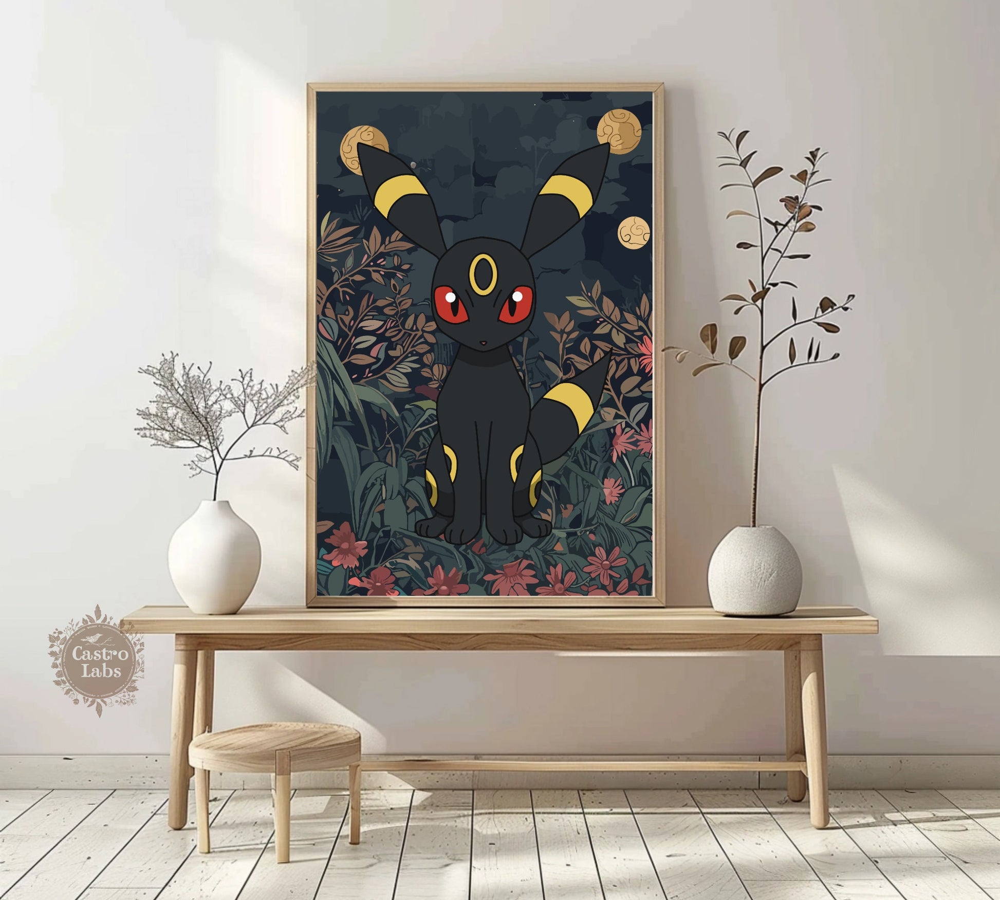 Umbreon Poster: Japanese Tapestry Style Pokemon Anime Poster