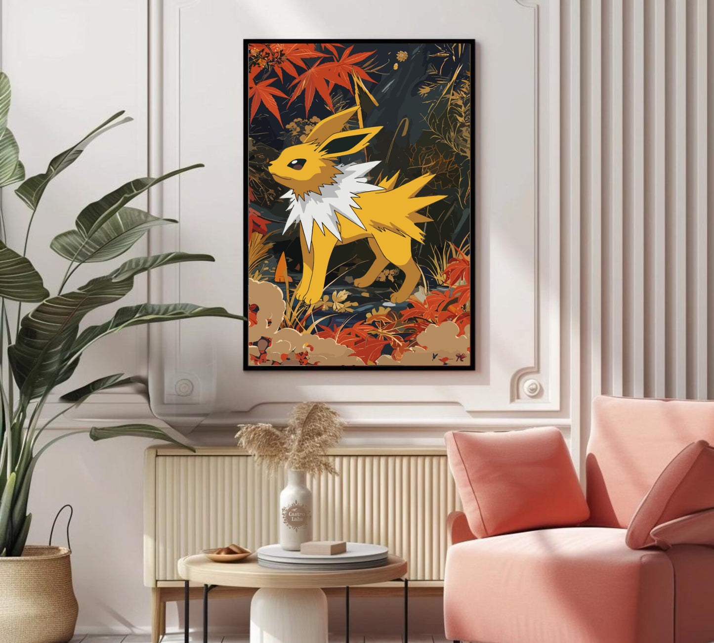 Jolteon Poster: Japanese Tapestry Style Pokemon Anime Poster