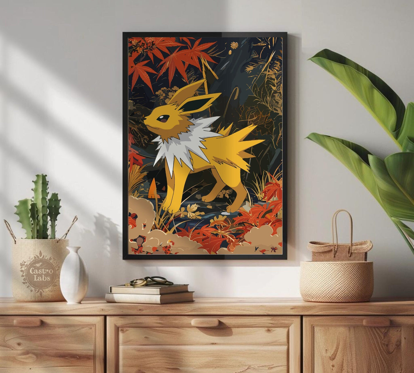 Jolteon Poster: Japanese Tapestry Style Pokemon Anime Poster