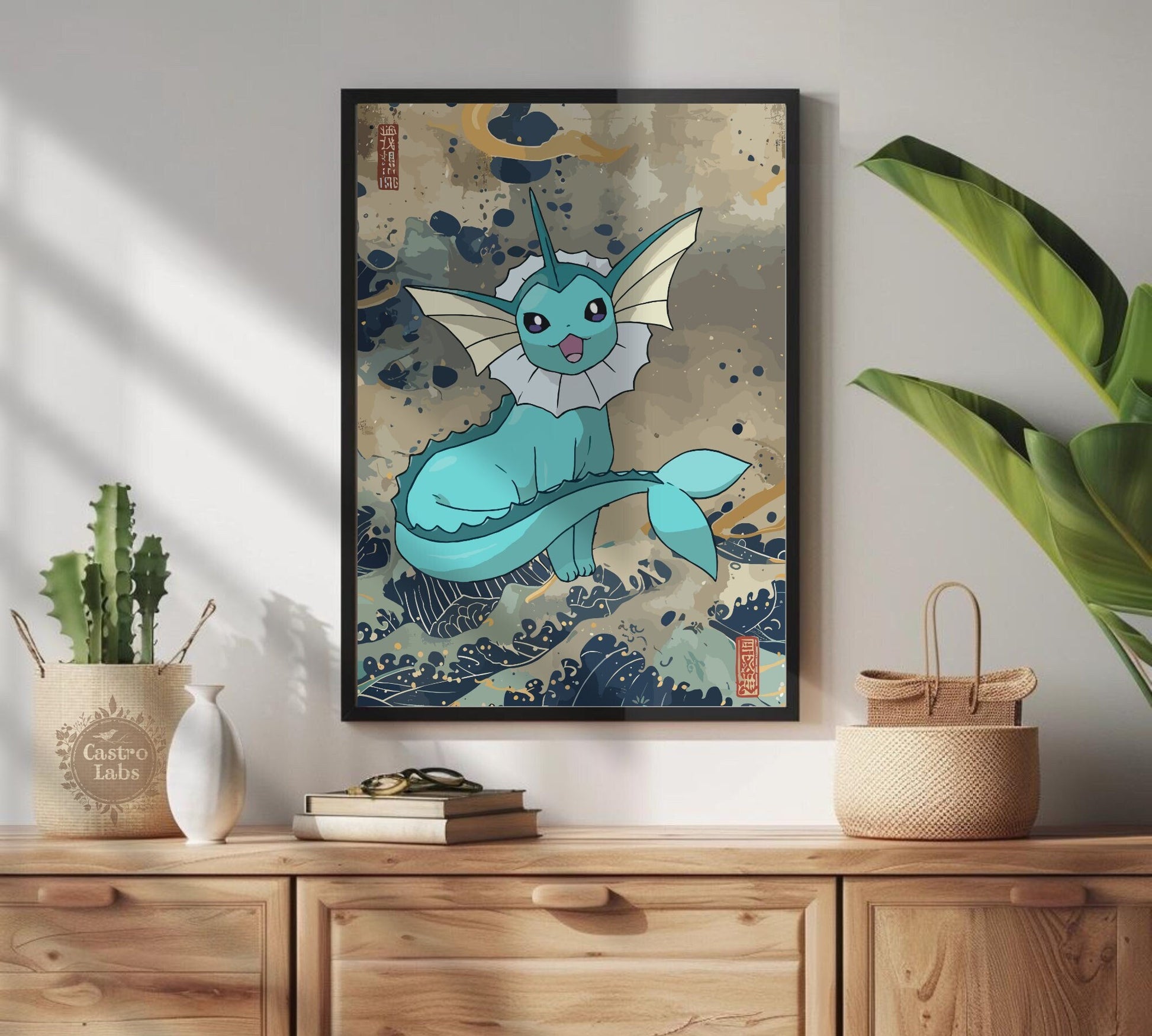 Vaporeon Poster: Japanese Tapestry Style Pokemon Anime Poster