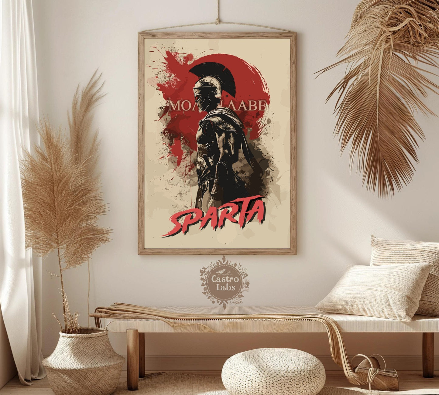 Spartan Warrior Printable Art, Molon Labe