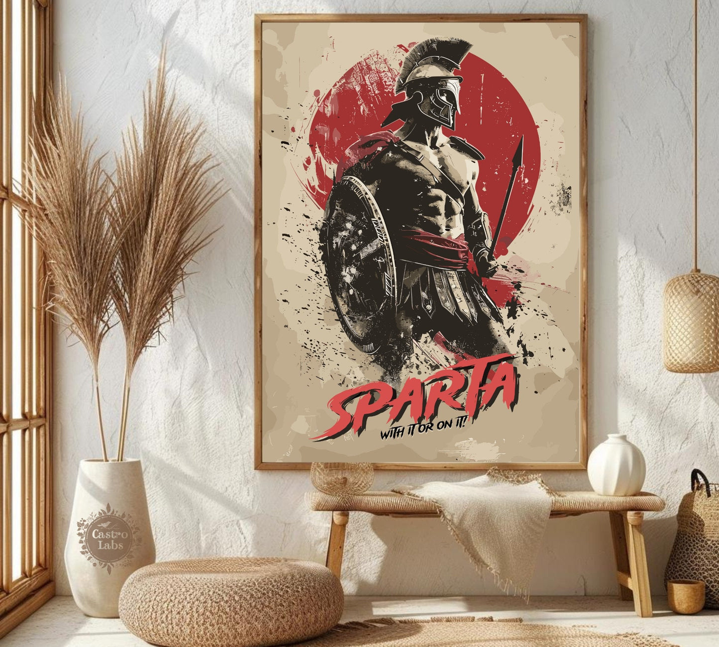 Spartan Warrior Code - Ancient Spartans Warrior Poster: Spartans Painting - Printable Art, Molon Labe Sparta, Home Decor, Poster for Bedroom