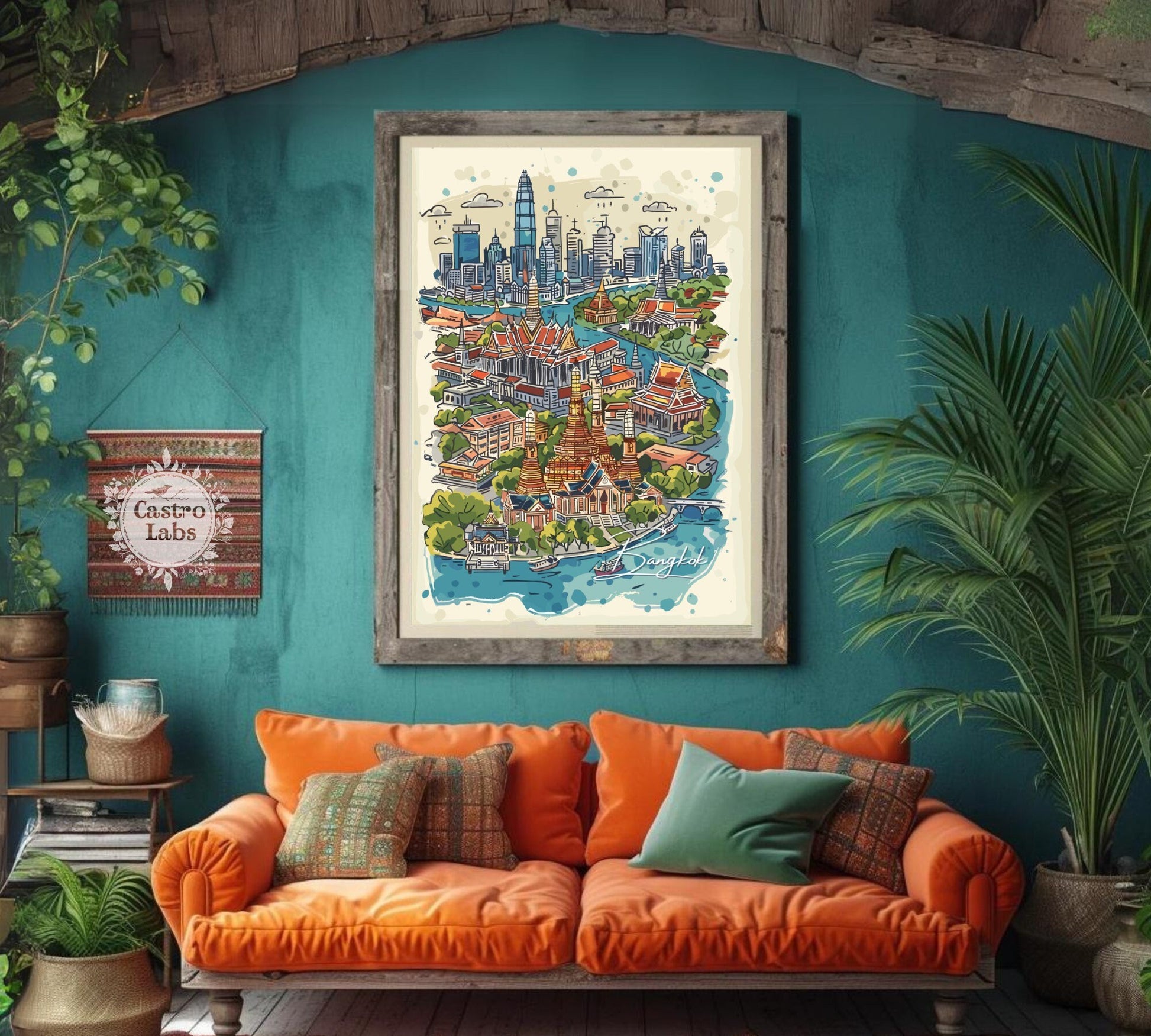 Bangkok Attractions Map Poster