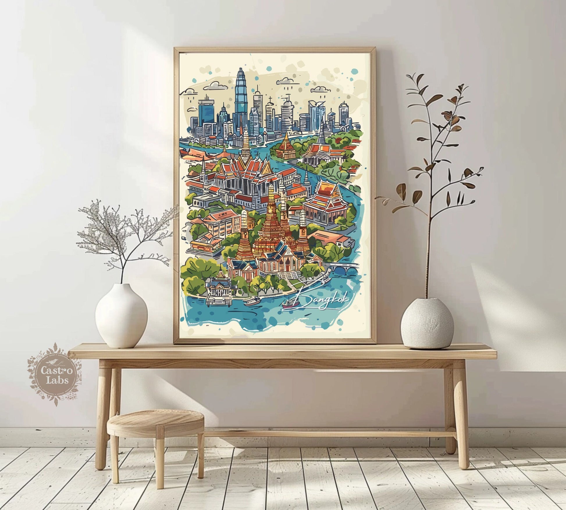 Bangkok Attractions Map Poster