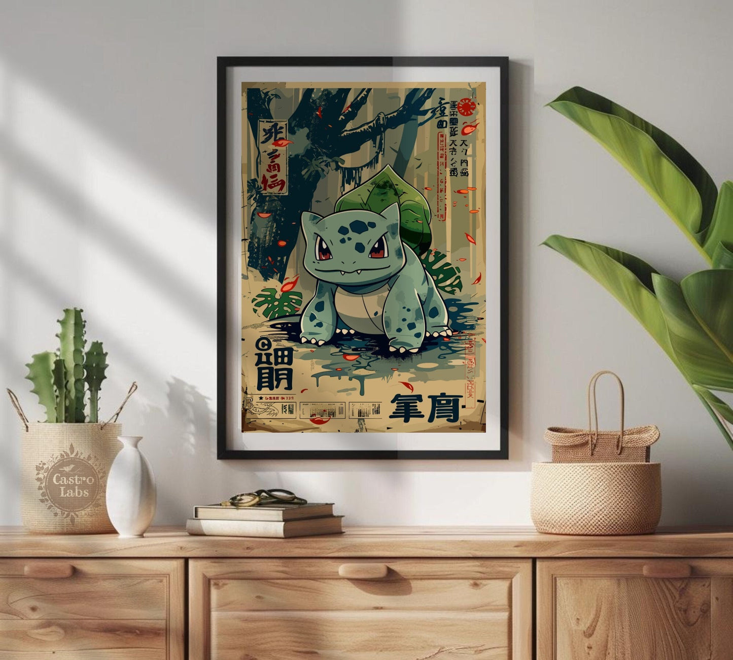 Bulbasaur: Japanese Tapestry Style Pokemon Anime Poster