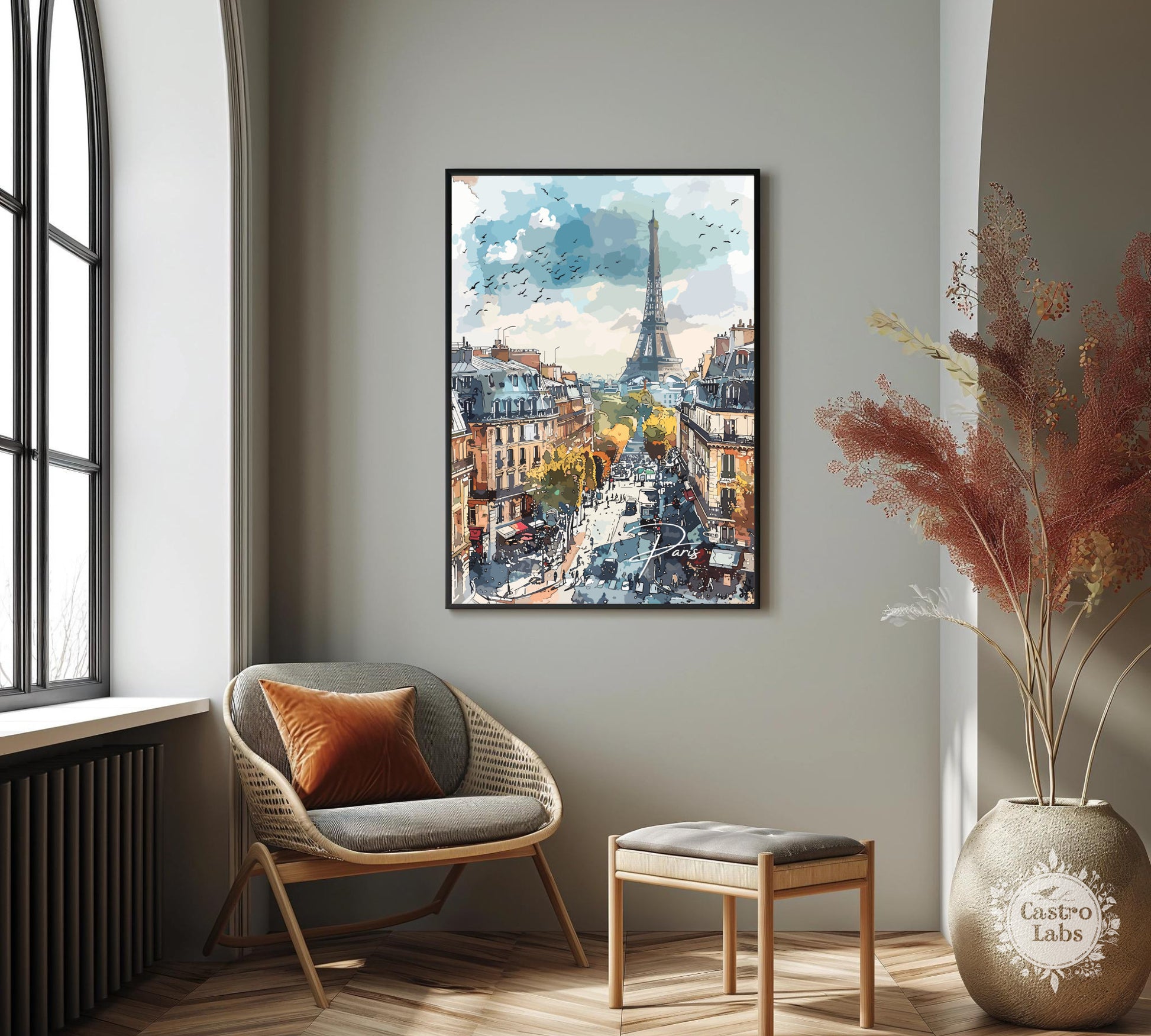 Paris Eiffel Tower Travel Poster: Iconic Cityscape Wall Art