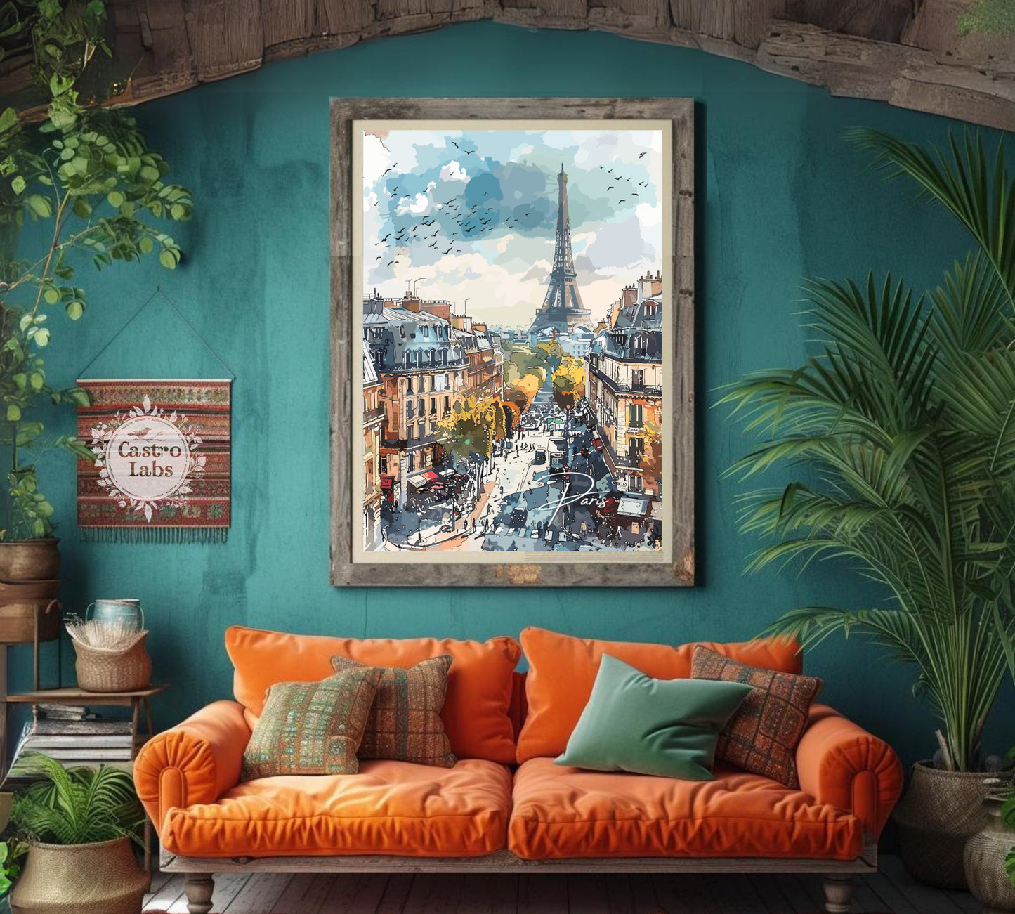 Paris Eiffel Tower Travel Poster: Iconic Cityscape Wall Art