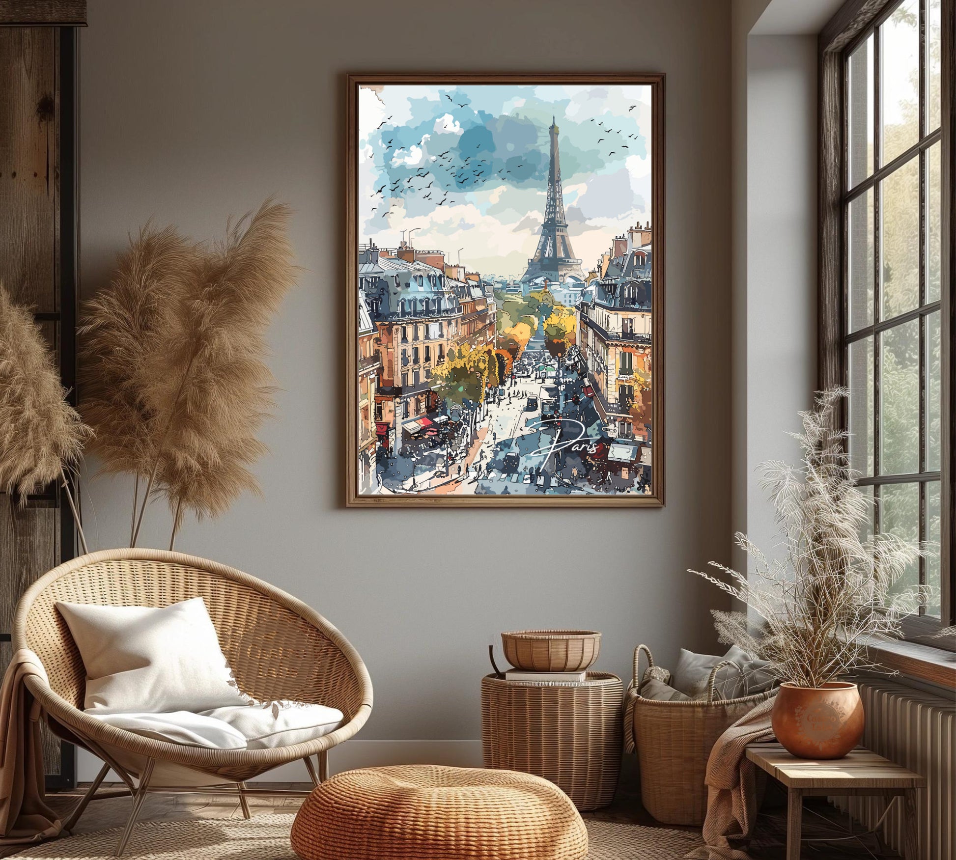 Paris Eiffel Tower Travel Poster: Iconic Cityscape Wall Art