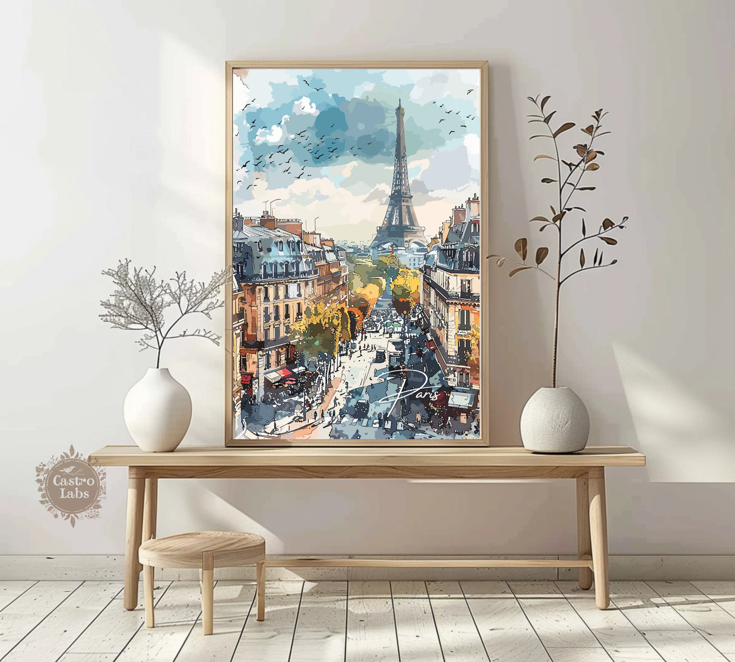 Paris Eiffel Tower Travel Poster: Iconic Cityscape Wall Art