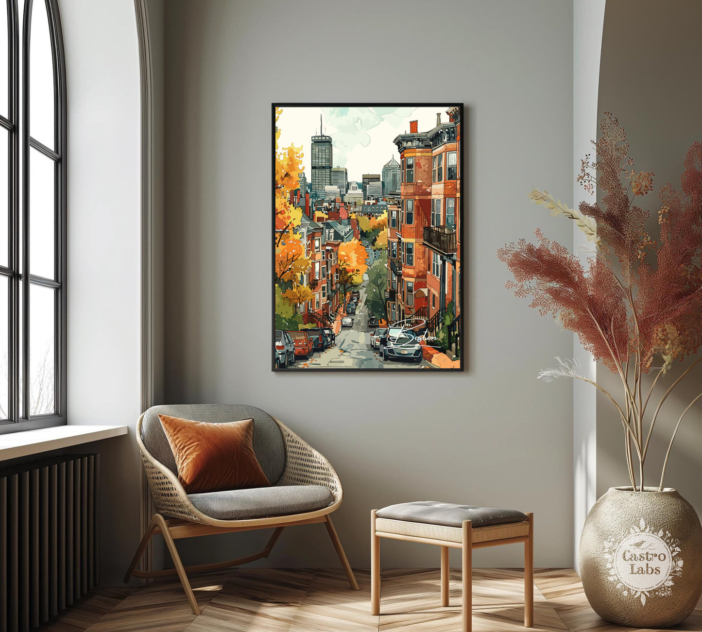 Boston Cityscape Travel Poster: Historic Charm Wall Art