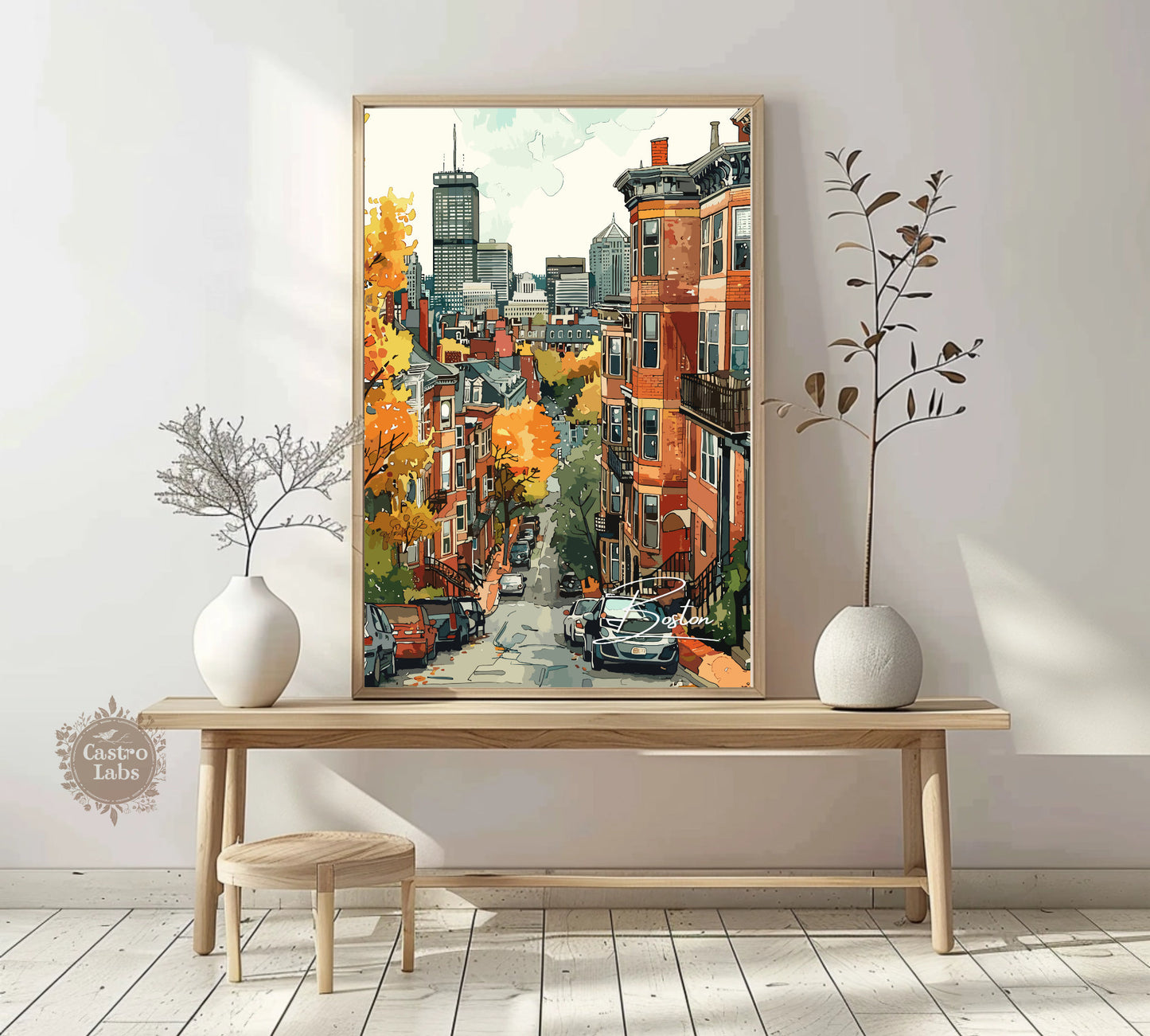 Boston Cityscape Travel Poster: Historic Charm Wall Art