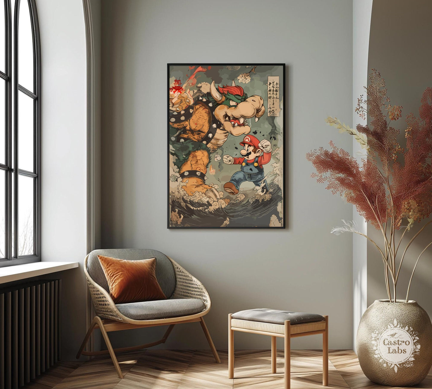 Mario and Bowser Poster, Super Mario Bowser Print