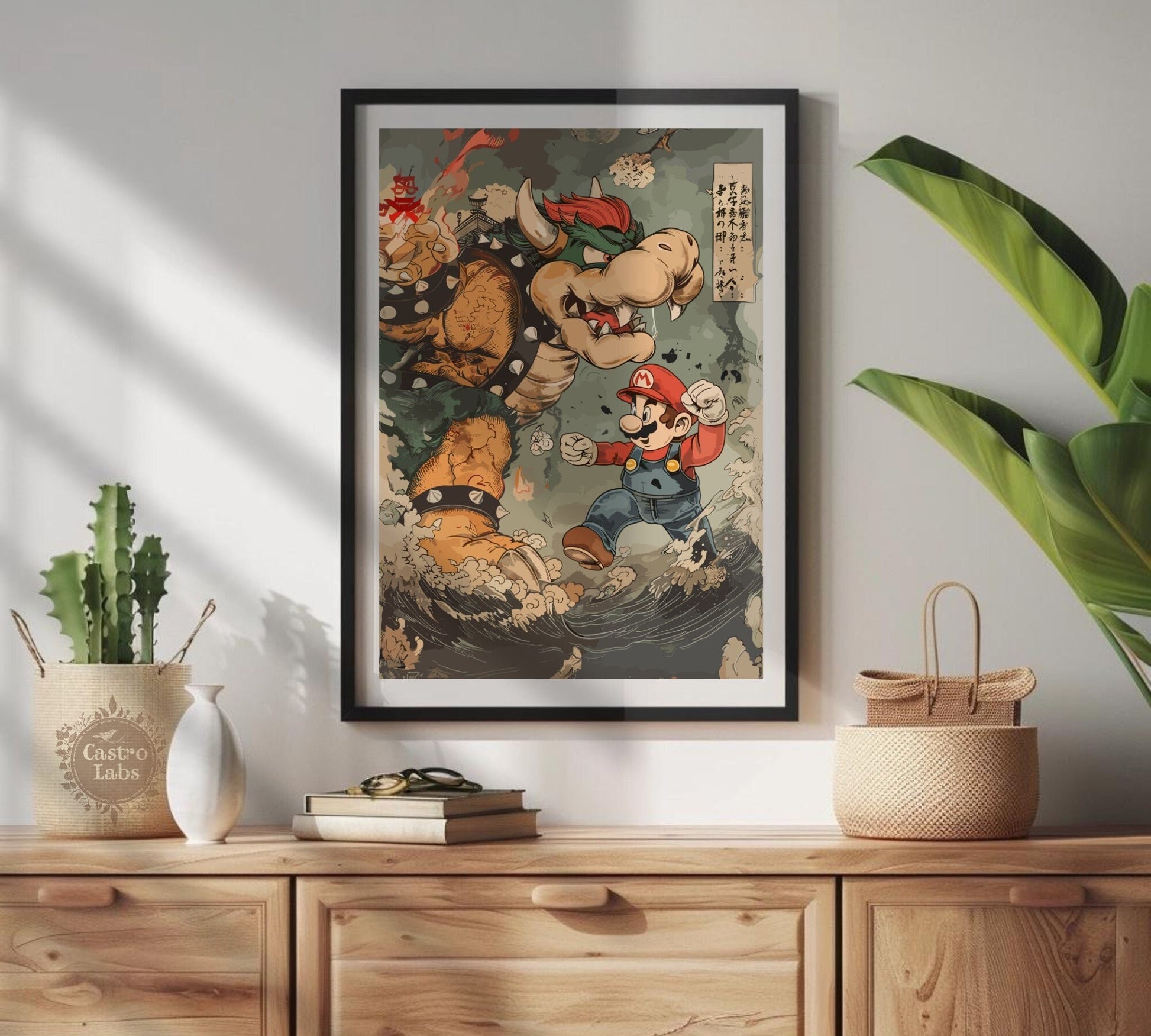 Mario and Bowser Poster, Super Mario Bowser Print