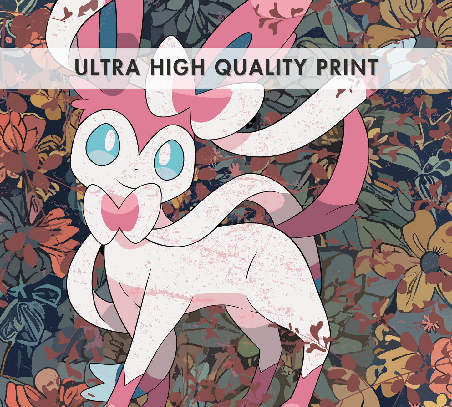 Sylveon: Japanese Tapestry Style Pokemon Anime Poster