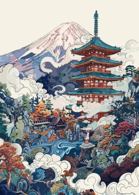 Japanese Pagoda Poster - Japanese Shrine Artwork