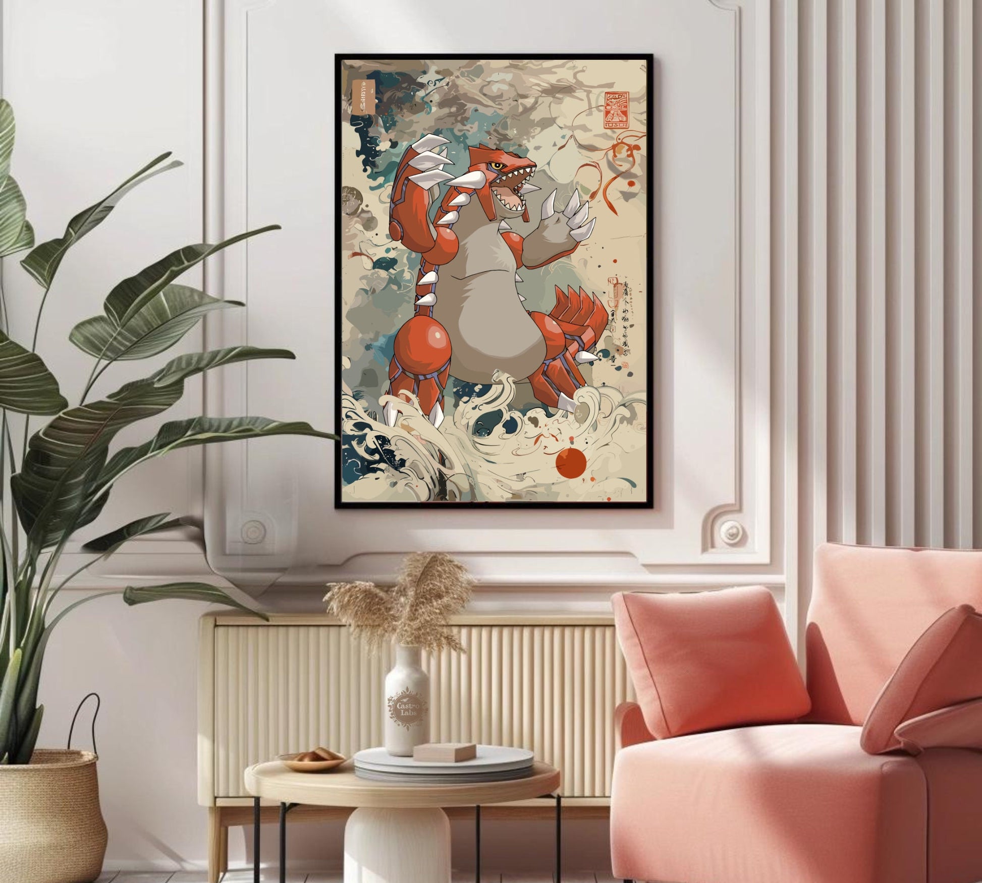 Groudon: Japanese Tapestry Style Pokemon Anime Poster - Wall Art for Bedroom and Japanese Home Decor