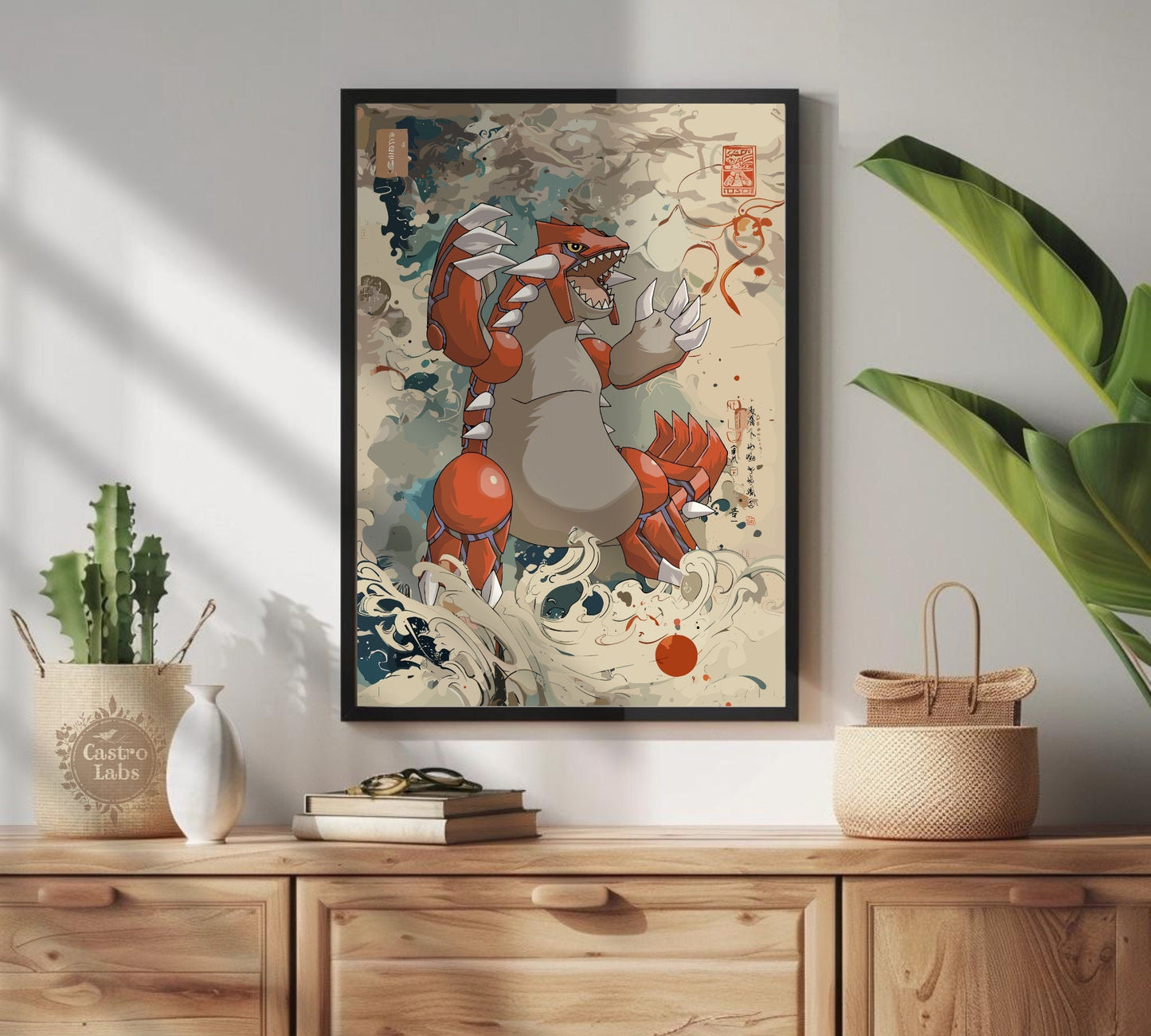 Groudon: Japanese Tapestry Style Pokemon Anime Poster - Wall Art for Bedroom and Japanese Home Decor