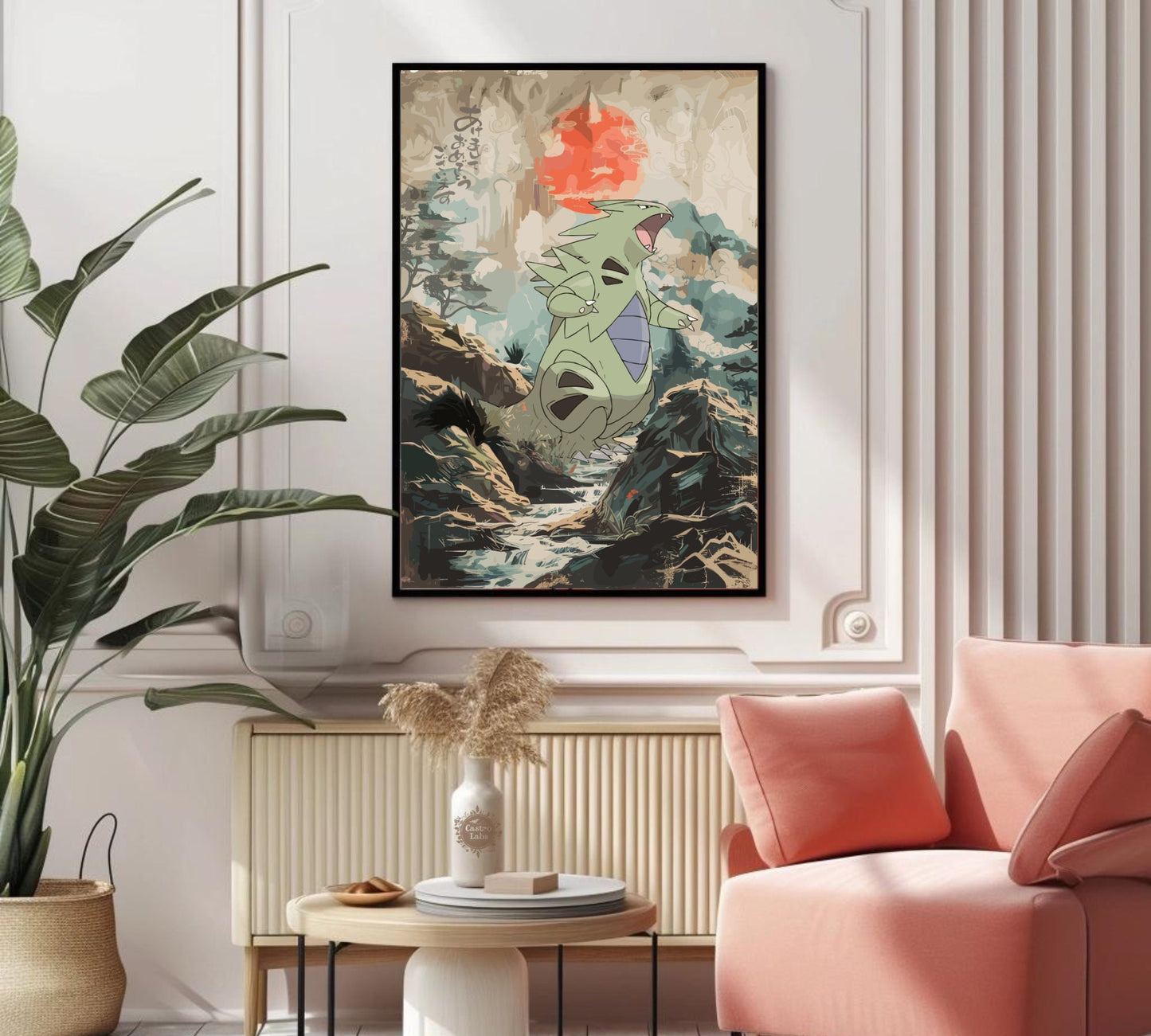 Tyranitar: Japanese Tapestry Style Pokemon Anime Poster