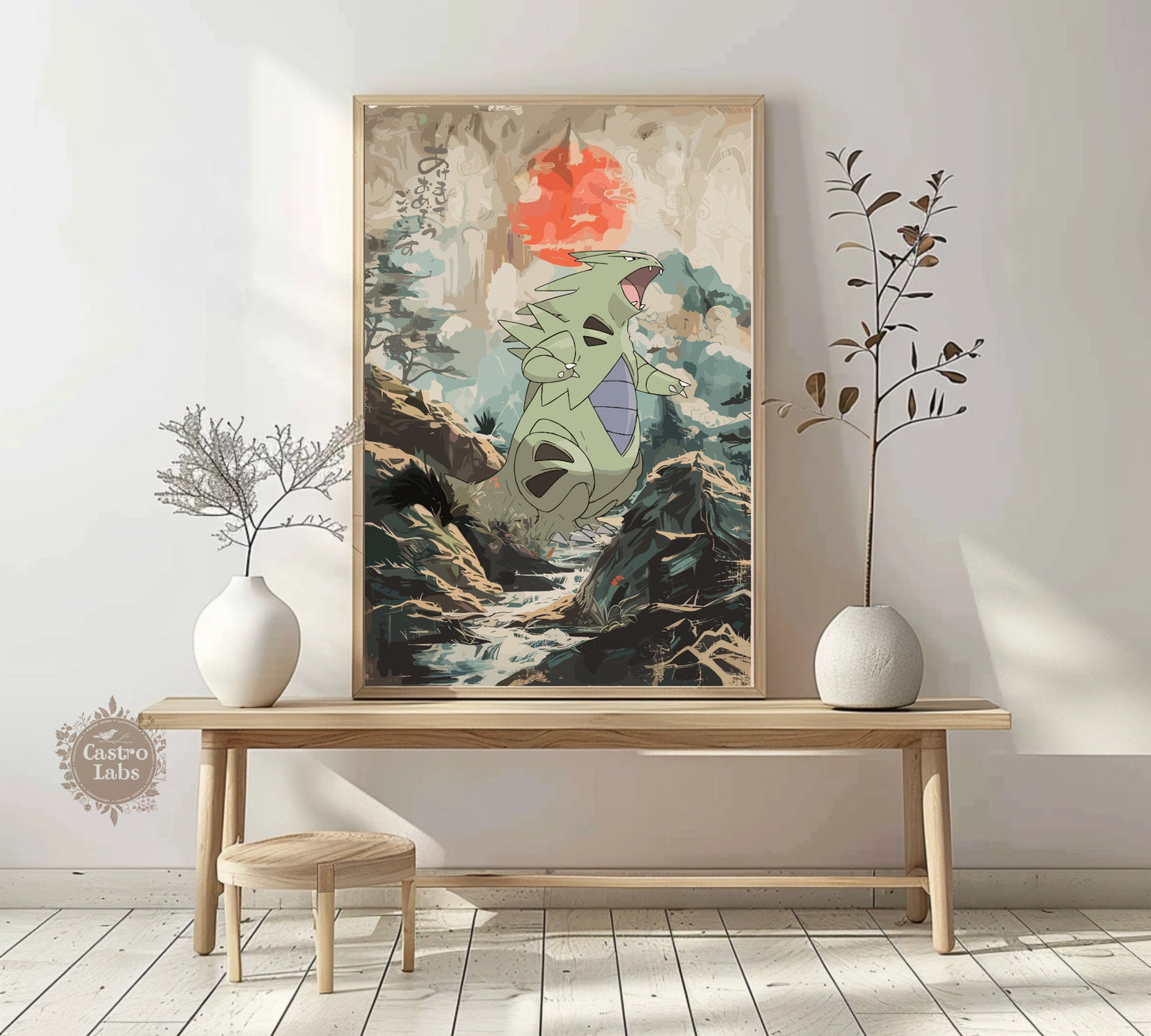 Tyranitar: Japanese Tapestry Style Pokemon Anime Poster