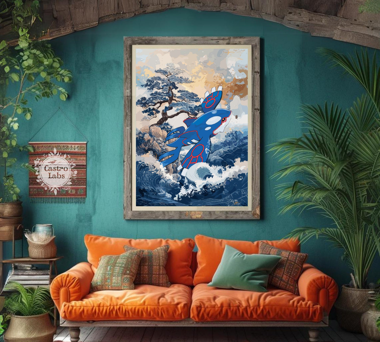 Kyogre: Japanese Tapestry Style Pokemon Anime Poster