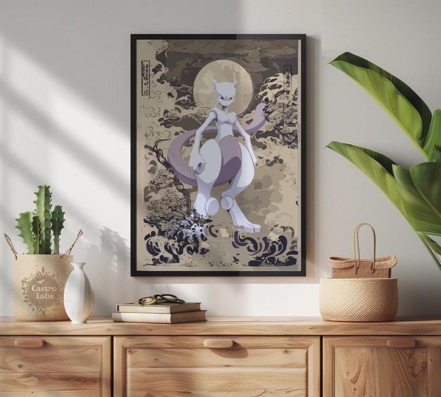 Mewtwo Poster: Japanese Style Pokemon Inspired Anime Artwork - Printable Wall Art for Bedroom Decor, Pokemon Mewtwo