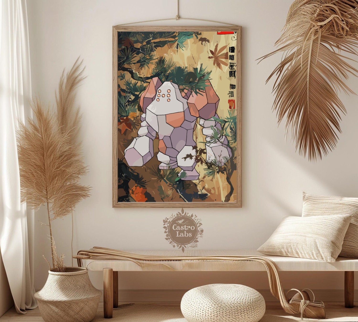 Regirock: Japanese Tapestry Style Pokemon Anime Poster