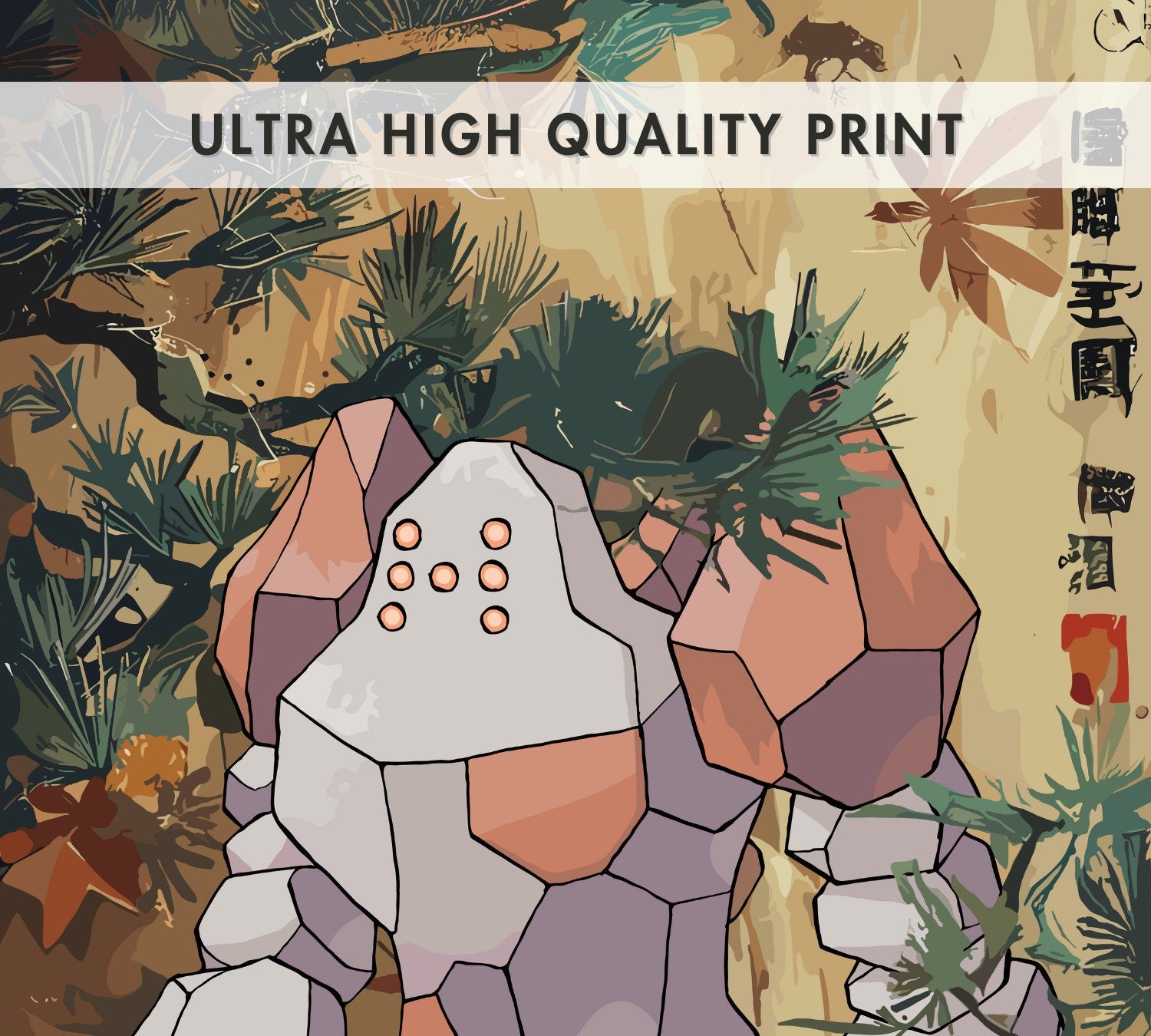 Regirock: Japanese Tapestry Style Pokemon Anime Poster