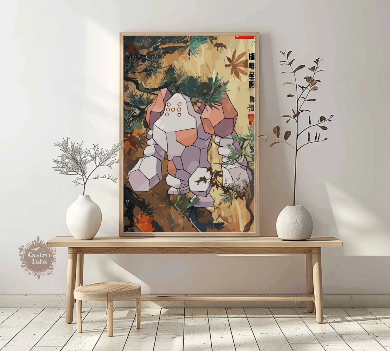 Regirock: Japanese Tapestry Style Pokemon Anime Poster