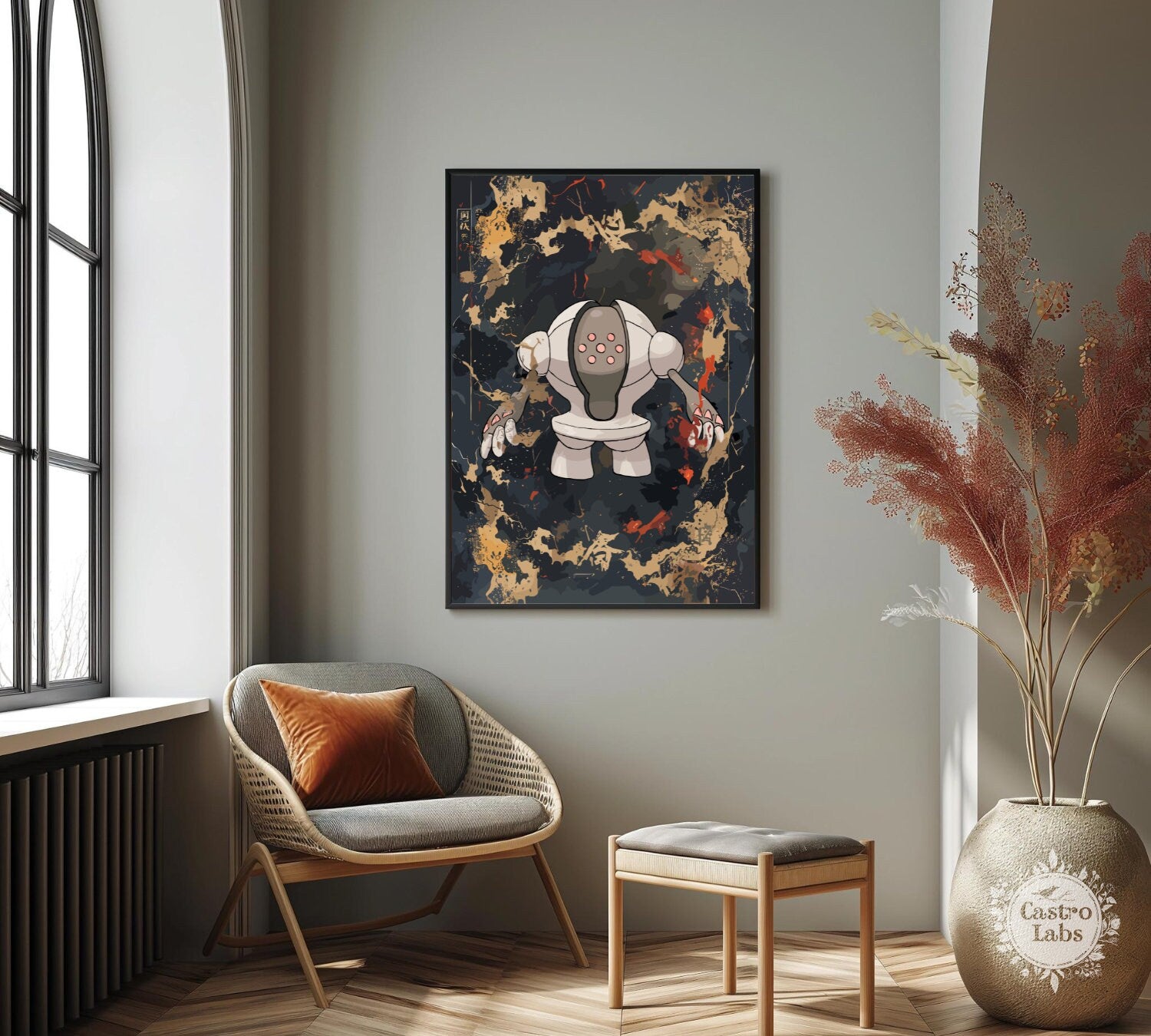 Registeel: Japanese Tapestry Style Pokemon Anime Poster