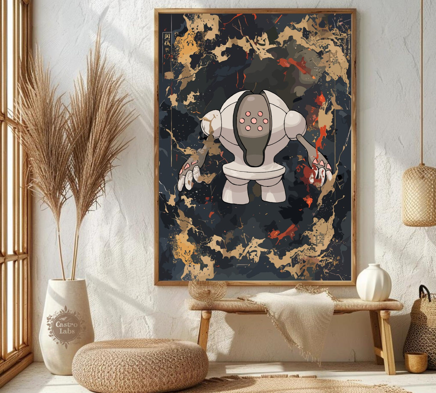 Registeel: Japanese Tapestry Style Pokemon Anime Poster