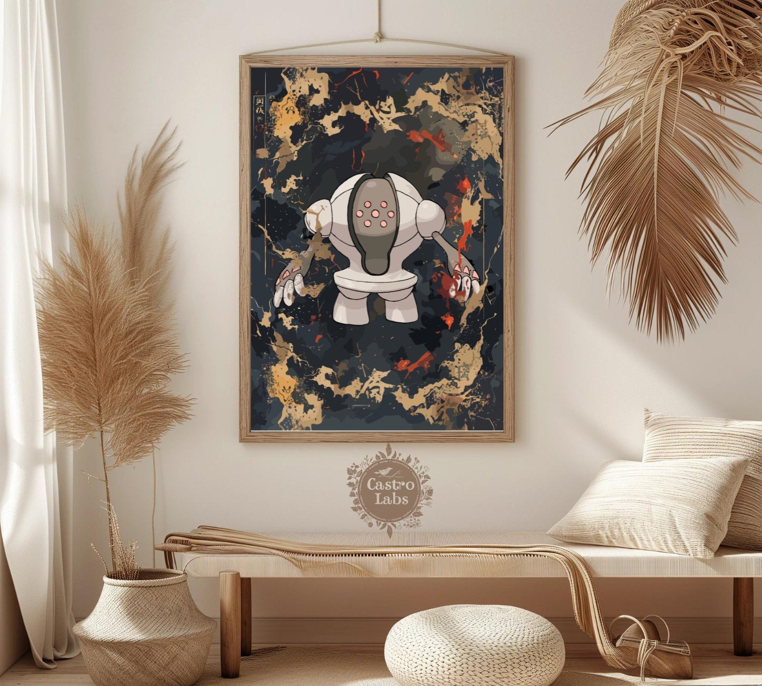 Registeel: Japanese Tapestry Style Pokemon Anime Poster