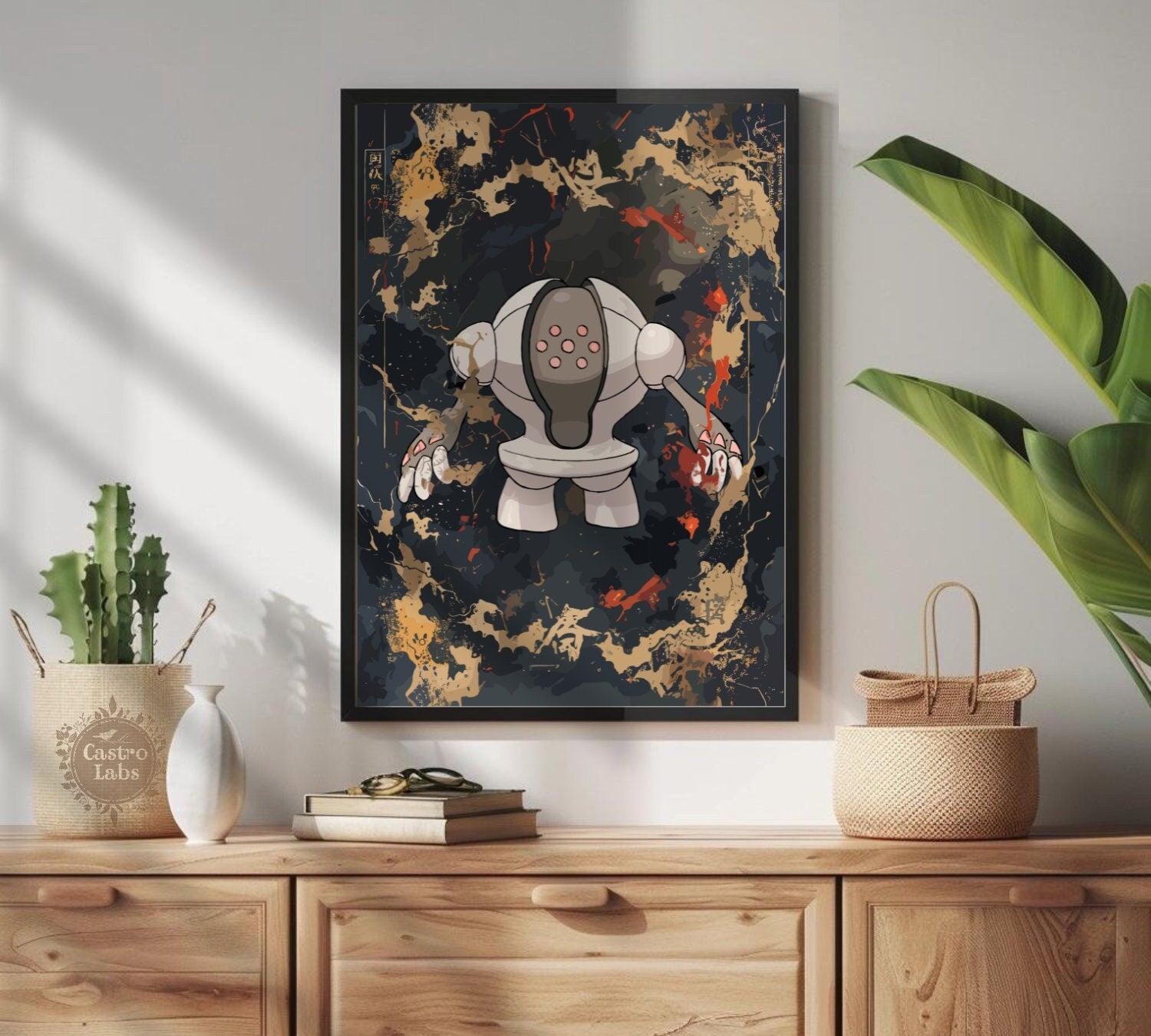 Registeel: Japanese Tapestry Style Pokemon Anime Poster