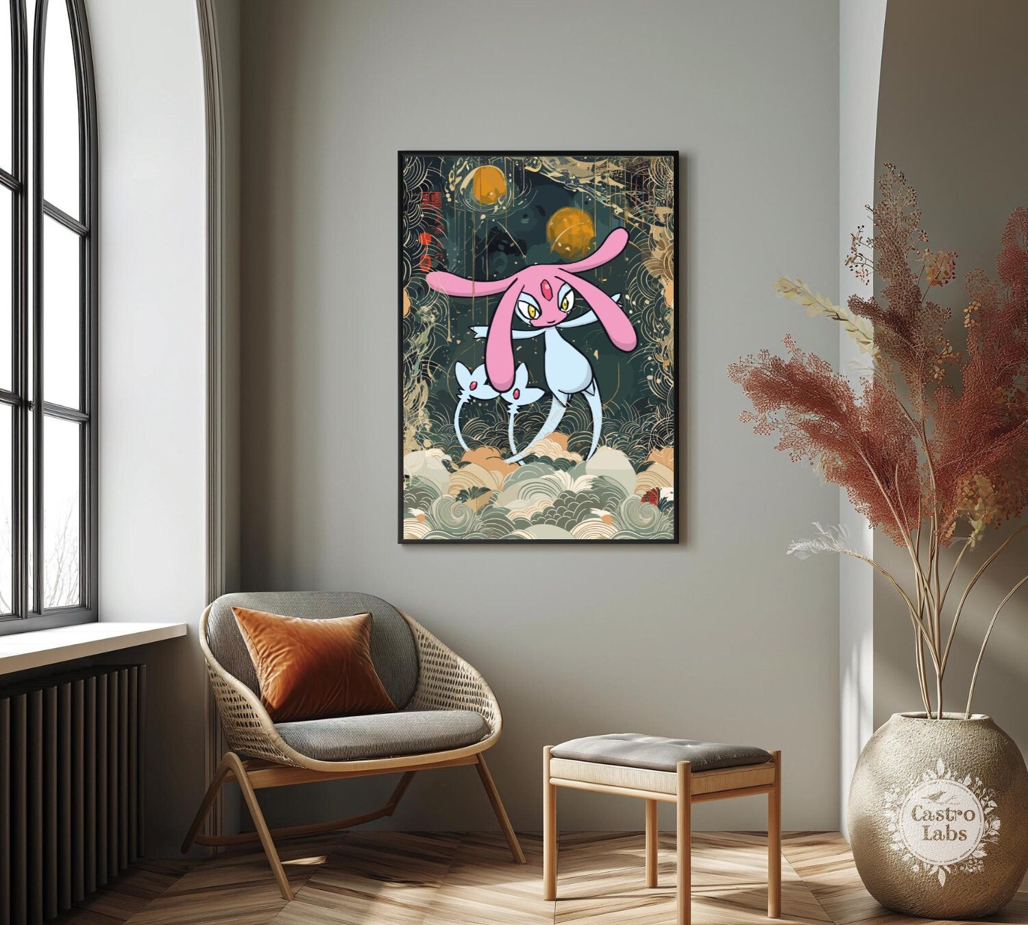 Mesprit: Japanese Tapestry Style Pokemon Anime Poster