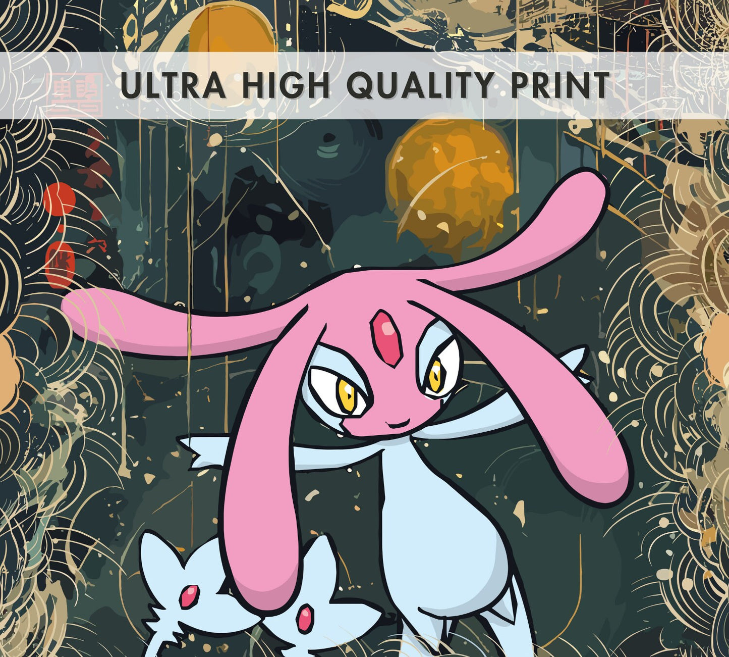 Mesprit: Japanese Tapestry Style Pokemon Anime Poster