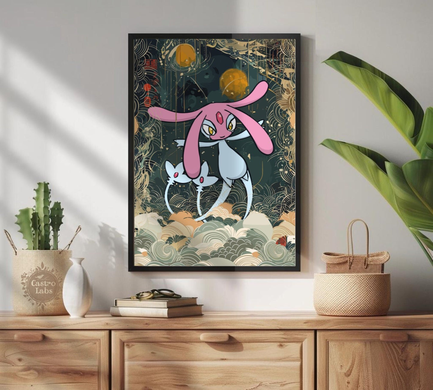 Mesprit: Japanese Tapestry Style Pokemon Anime Poster