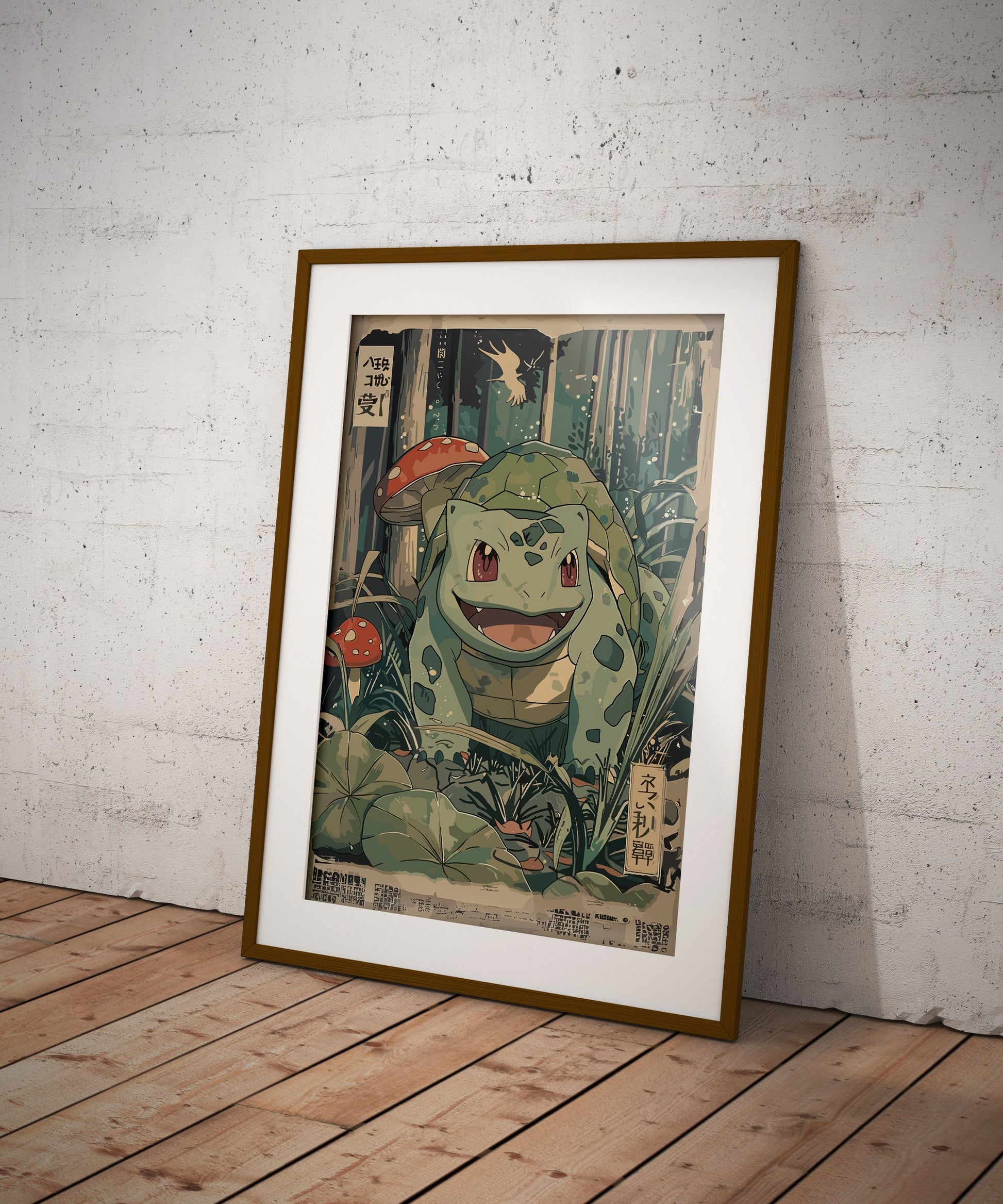 Bulbasaur: Japanese Tapestry Style Pokemon Anime Poster