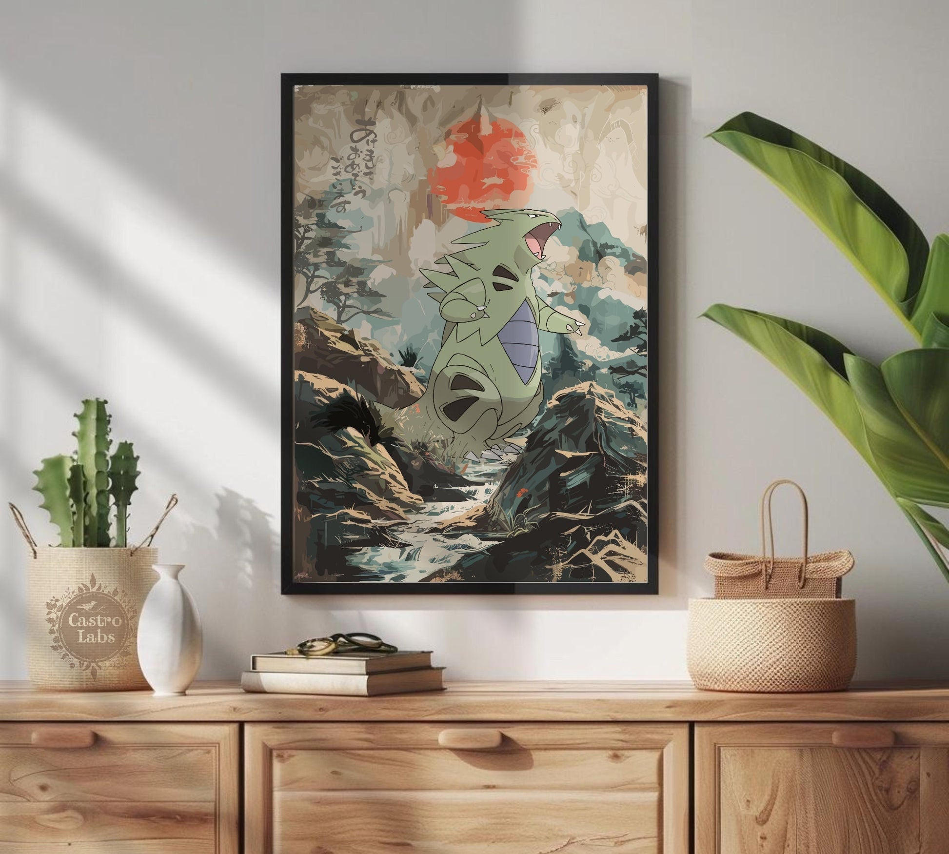 Tyranitar: Japanese Tapestry Style Pokemon Anime Poster