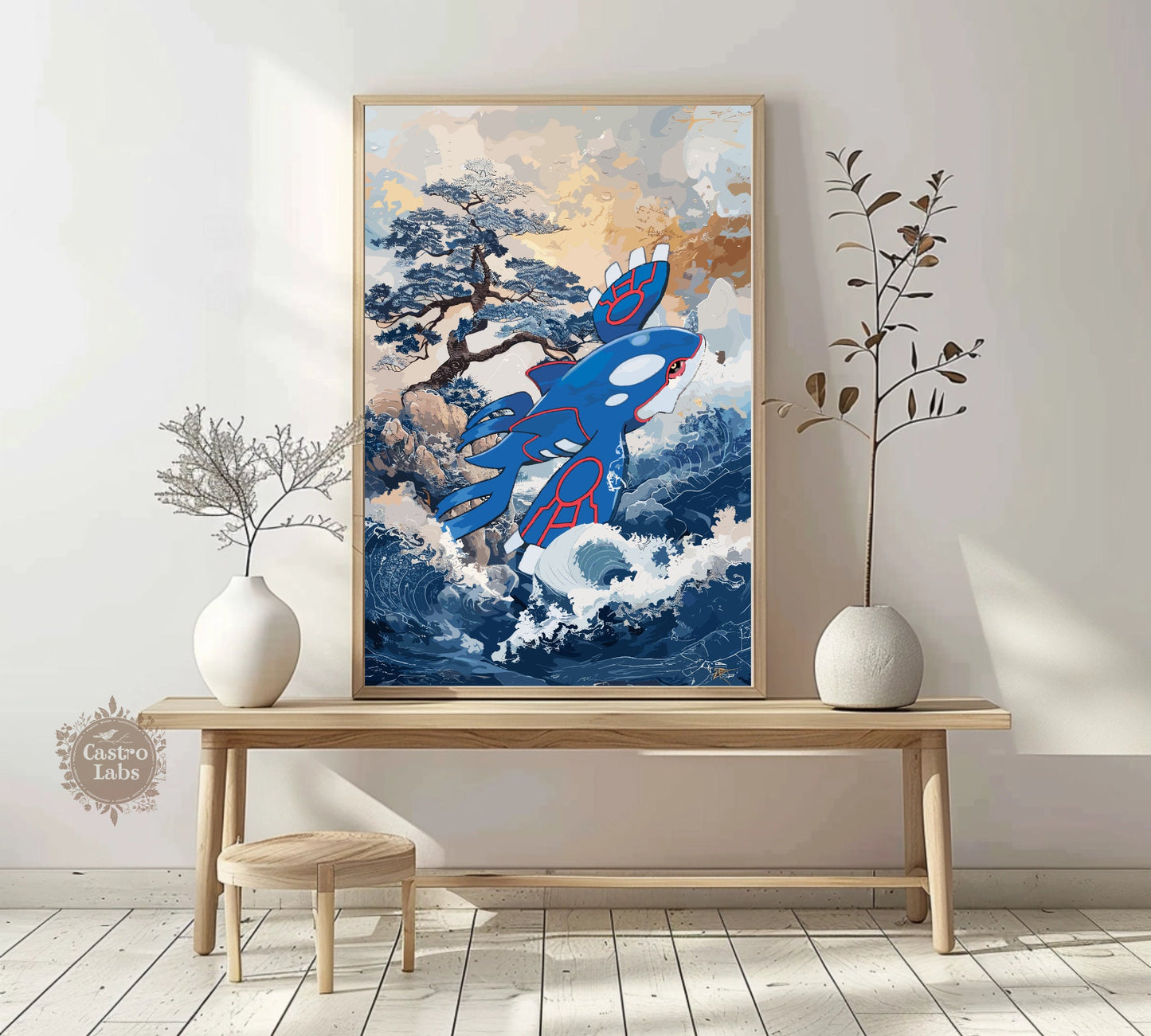 Kyogre: Japanese Tapestry Style Pokemon Anime Poster