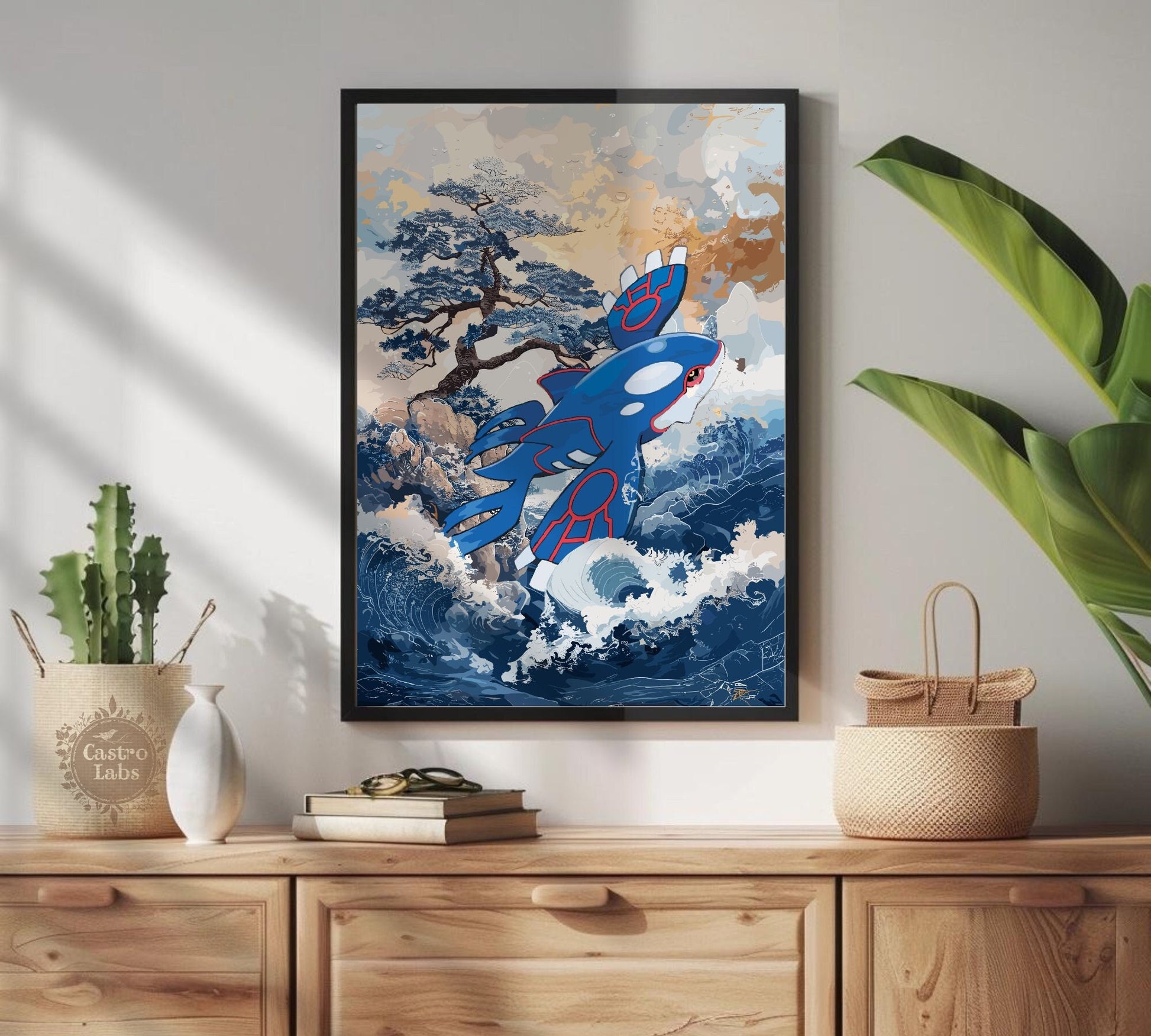 Kyogre: Japanese Tapestry Style Pokemon Anime Poster