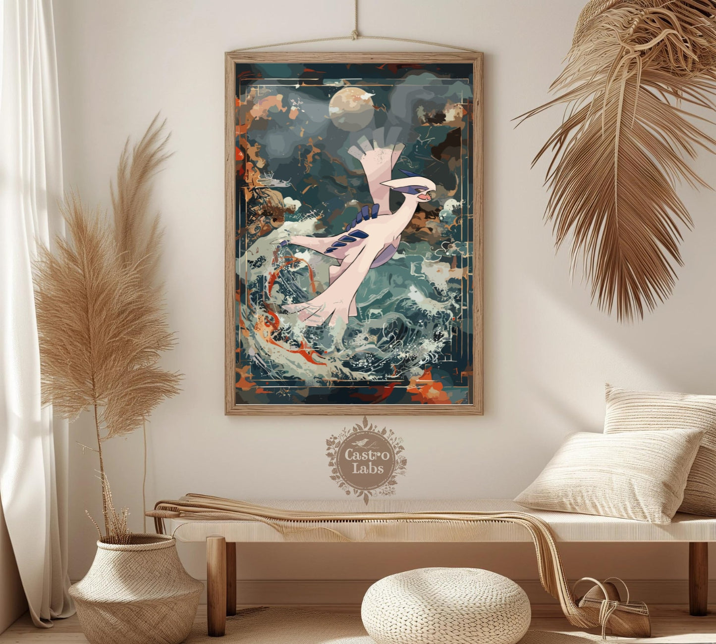 Lugia: Japanese Tapestry Style Pokemon Anime Poster