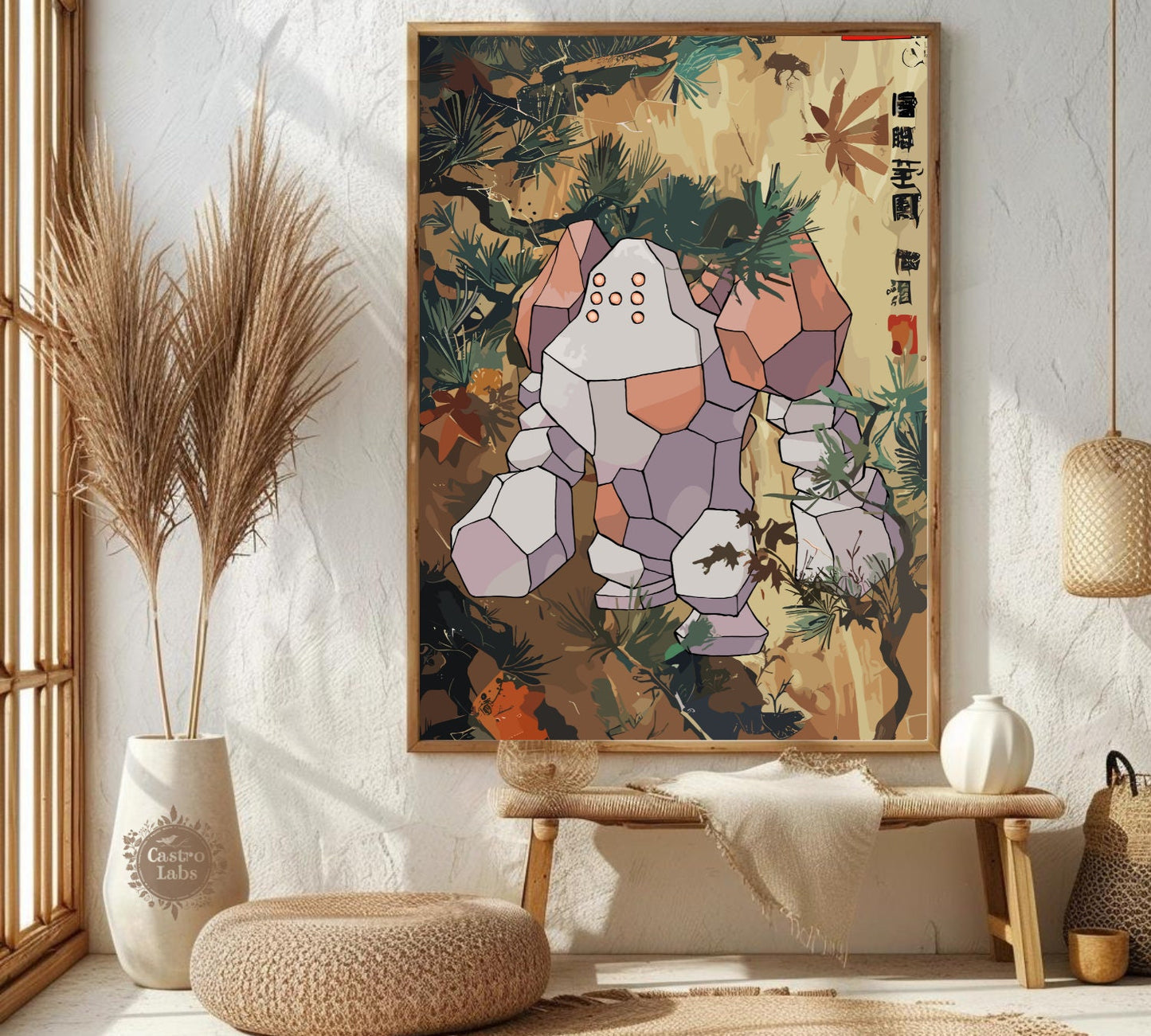 Regirock: Japanese Tapestry Style Pokemon Anime Poster