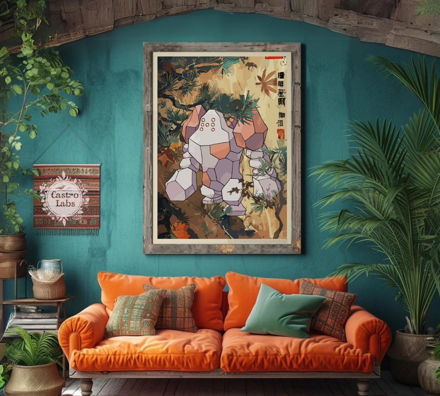 Regirock: Japanese Tapestry Style Pokemon Anime Poster