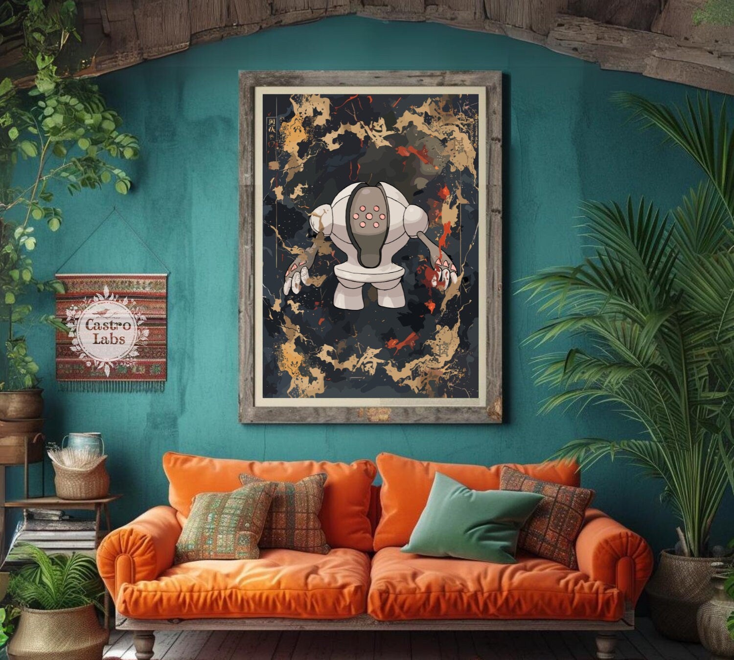 Registeel: Japanese Tapestry Style Pokemon Anime Poster