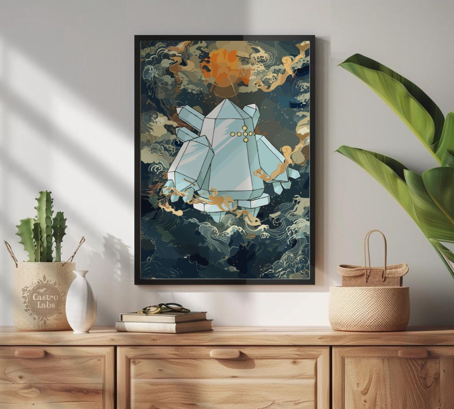 Regice: Japanese Tapestry Style Pokemon Anime Poster