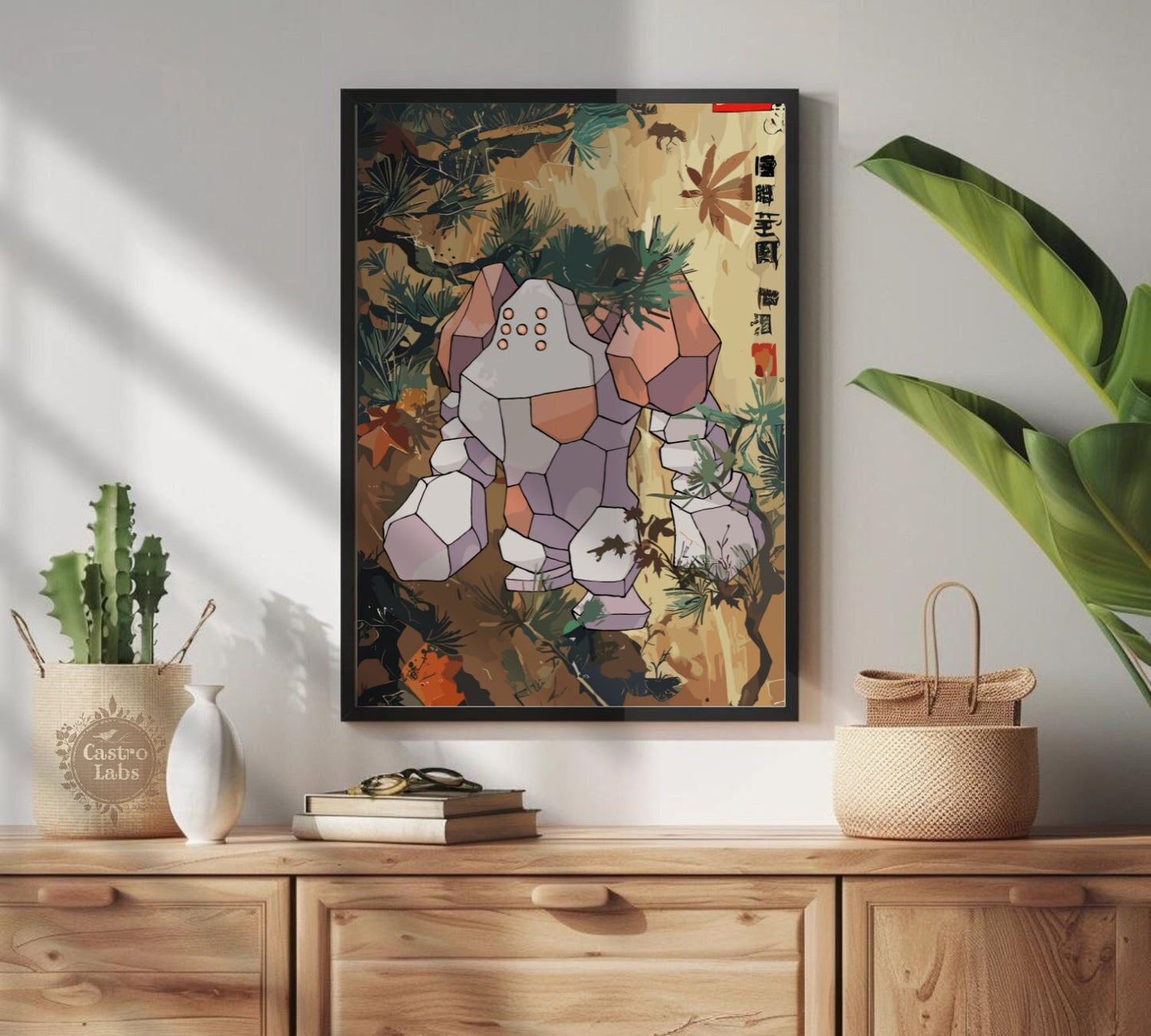 Regirock: Japanese Tapestry Style Pokemon Anime Poster